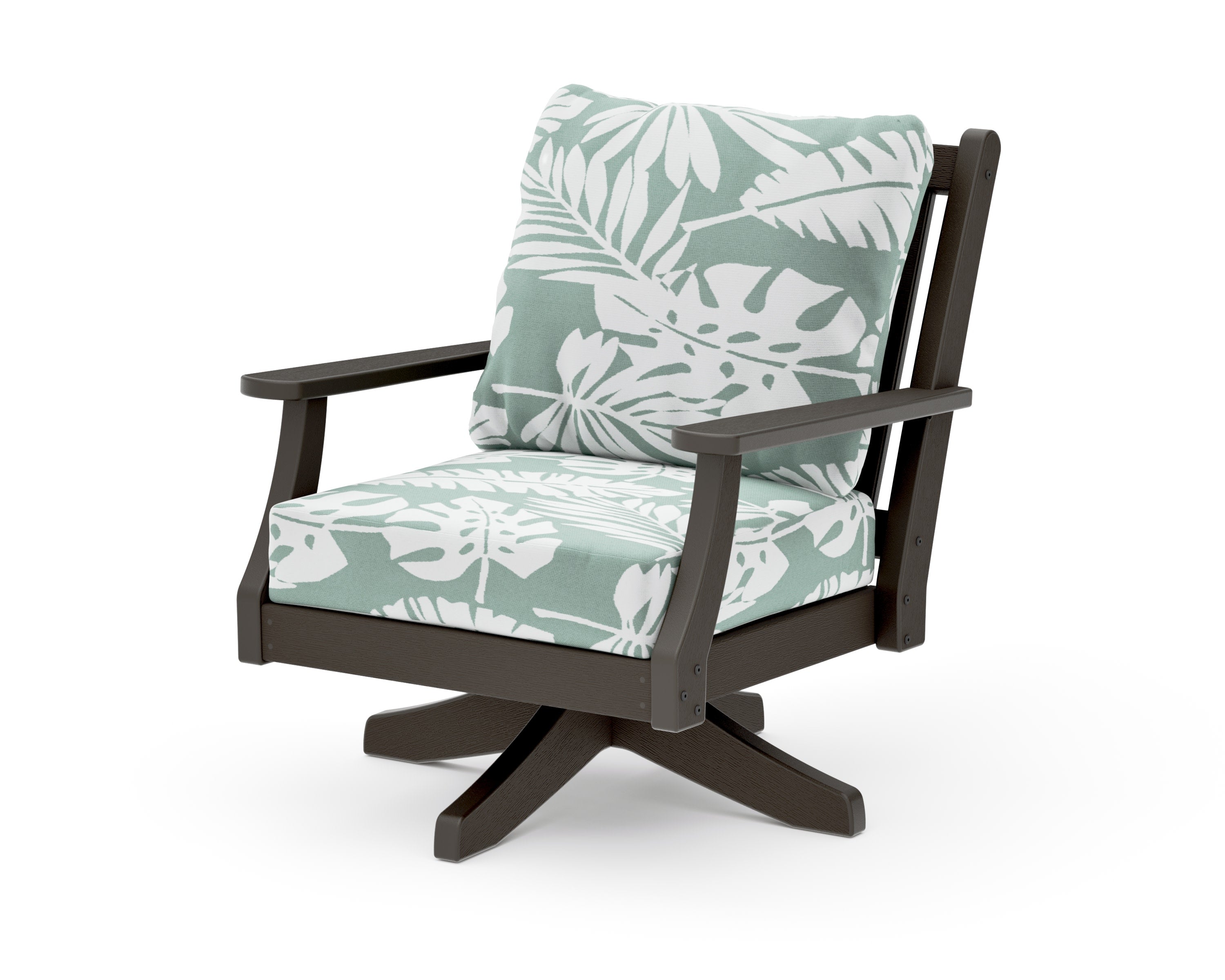 Wovendale Deep Seating Swivel Chair in Vintage Coffee / Leaf Glacier Spa