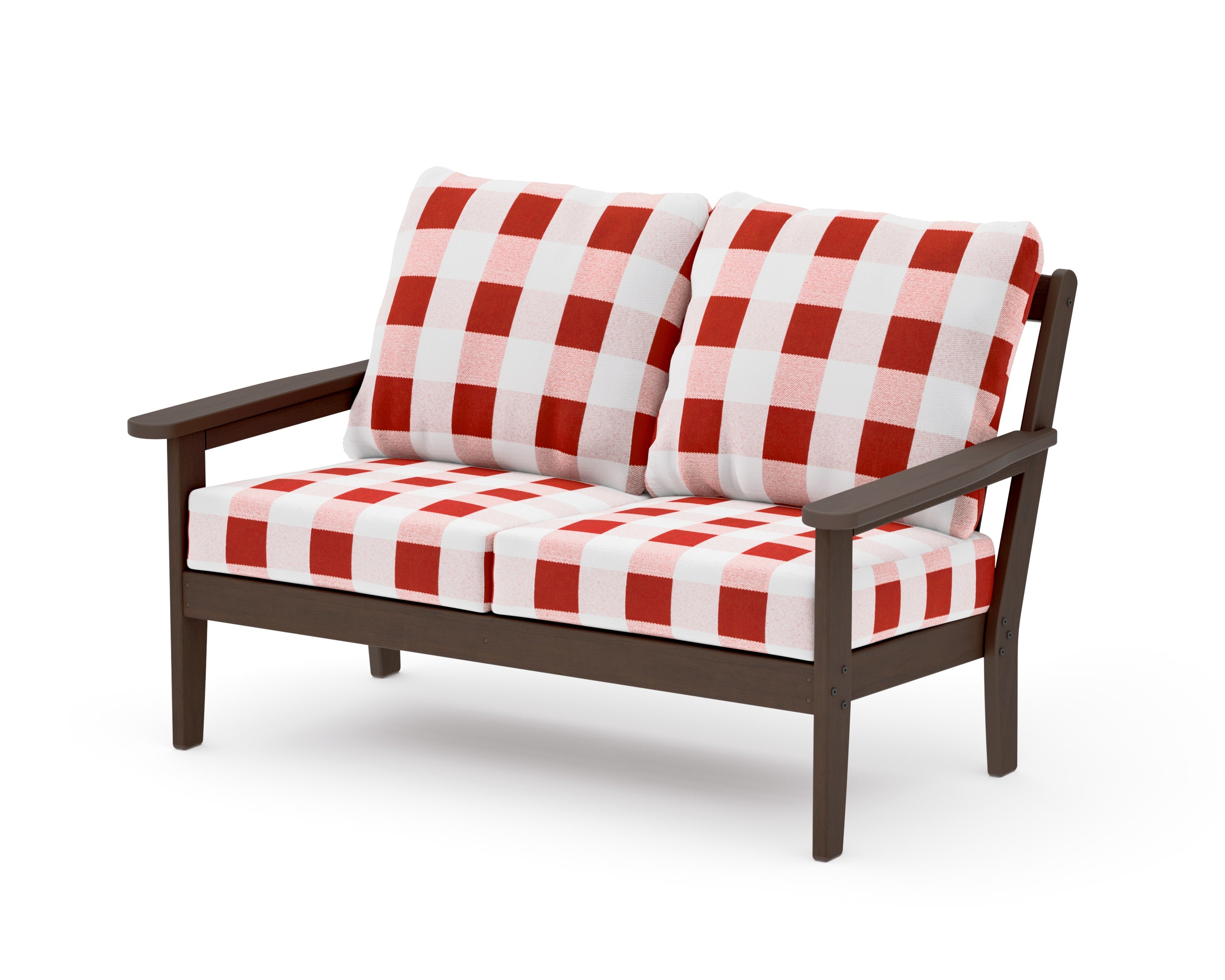 Cottage Deep Seating Loveseat in Kona / Buffalo Plaid Crimson