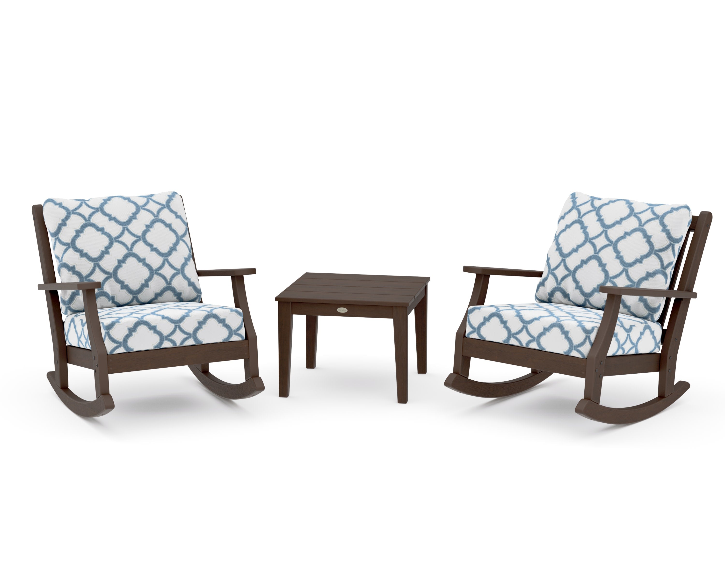 Wovendale 3-Piece Deep Seating Rocker Set in Kona / Trellis Sky Blue
