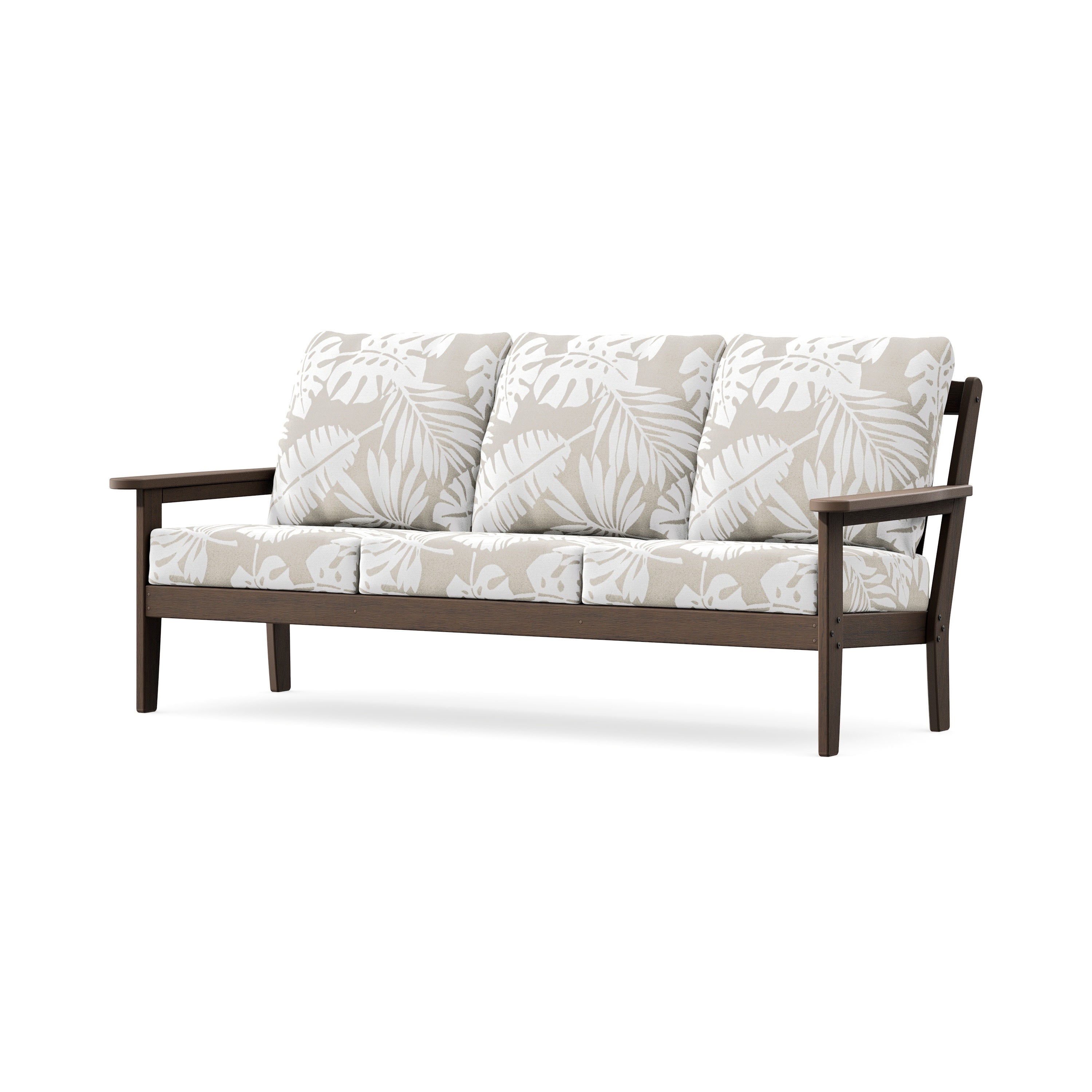 Cottage Deep Seating Sofa in Kona / Leaf Dune Burlap