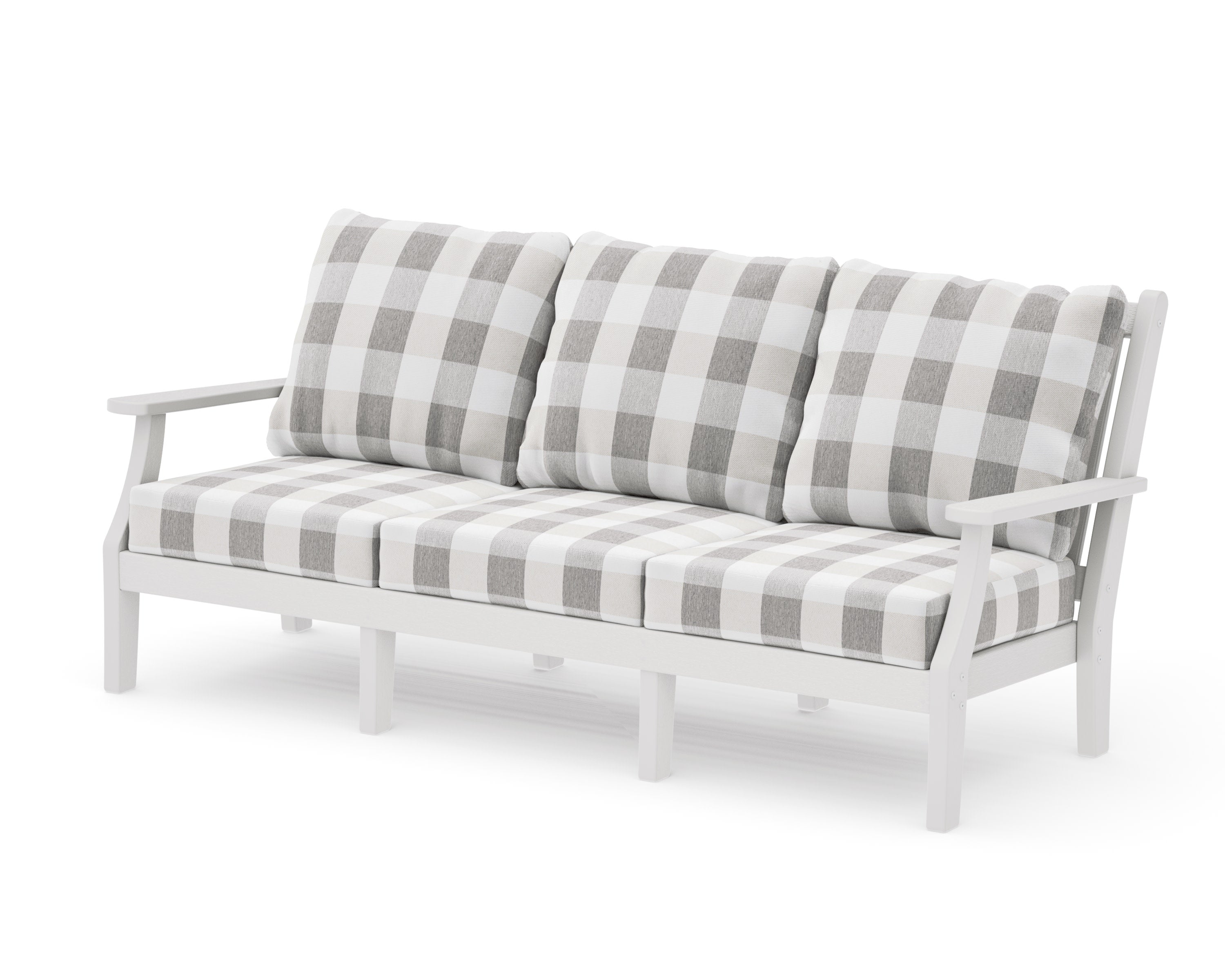 Wovendale Deep Seating Sofa in Vintage White / Buffalo Plaid Grey Mist