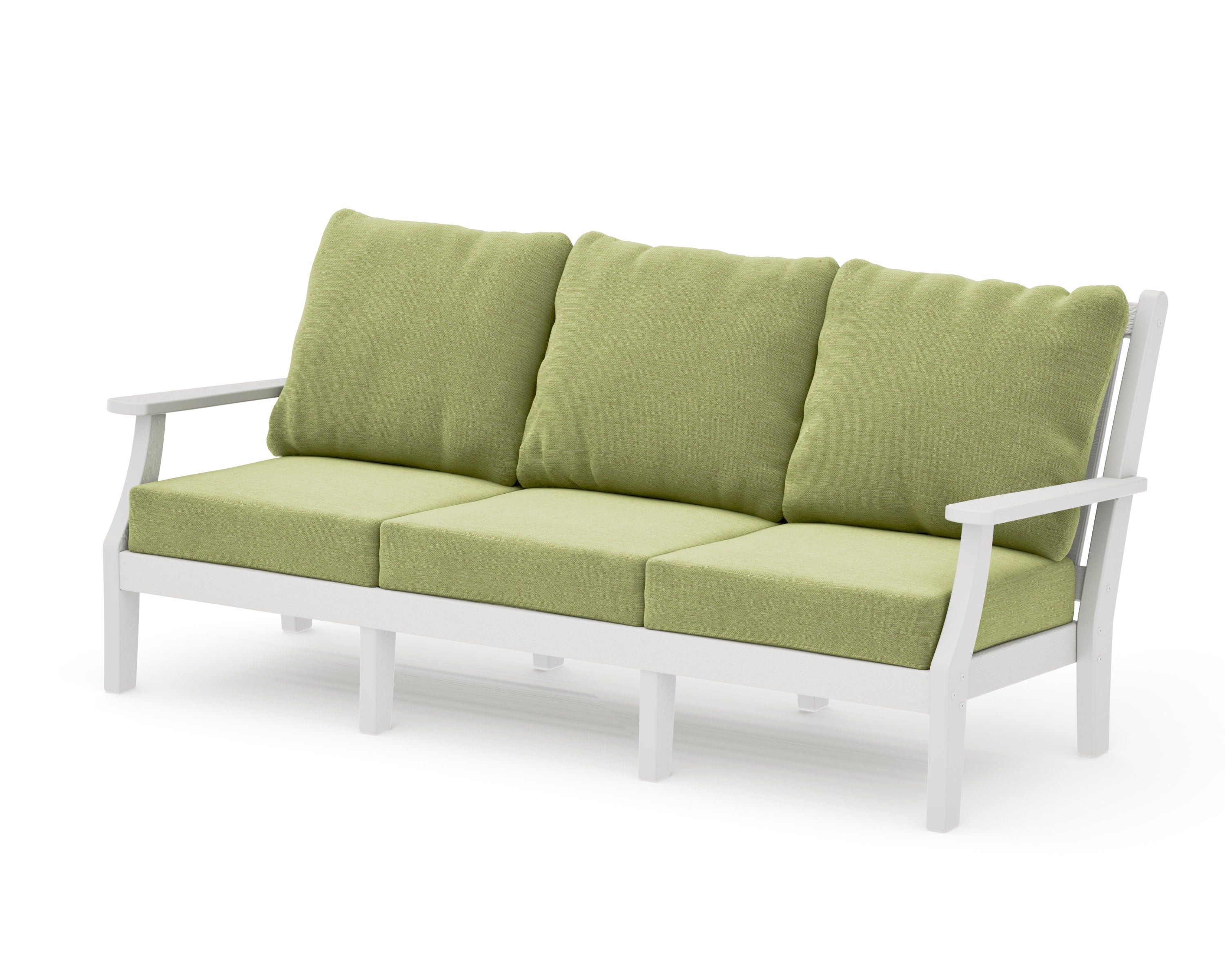 Wovendale Deep Seating Sofa in Vintage White / Chartreuse Boucle