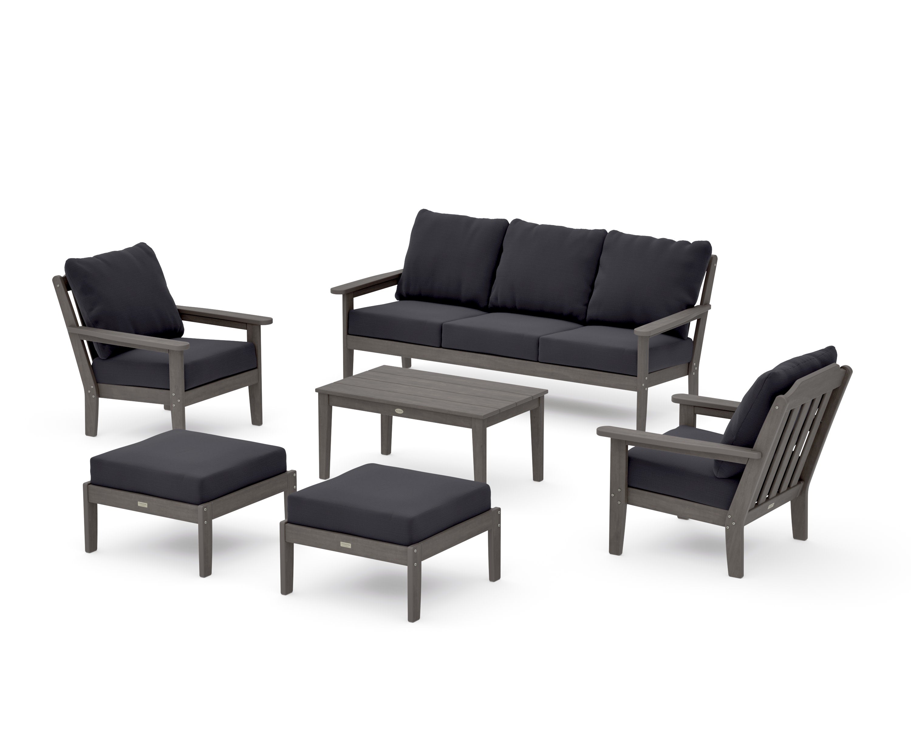 Cottage 6-Piece Lounge Sofa Set in Driftwood / Midnight Linen