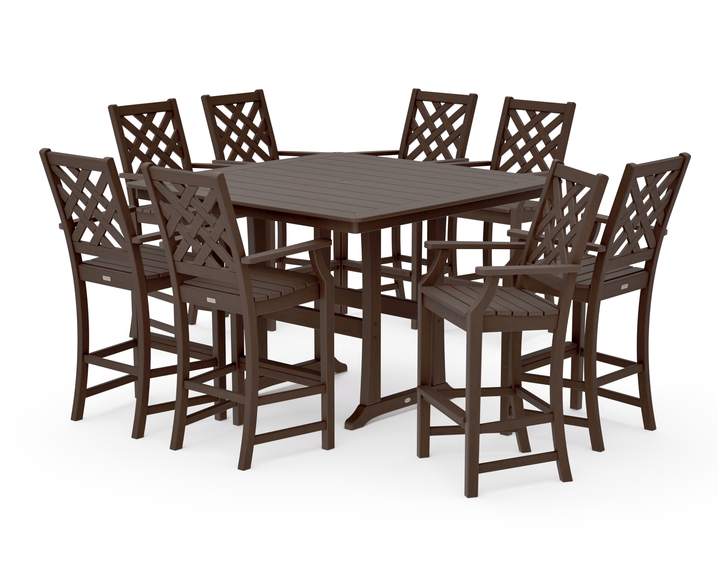 Wovendale 9-Piece Square Bar Set with Trestle Legs in Kona