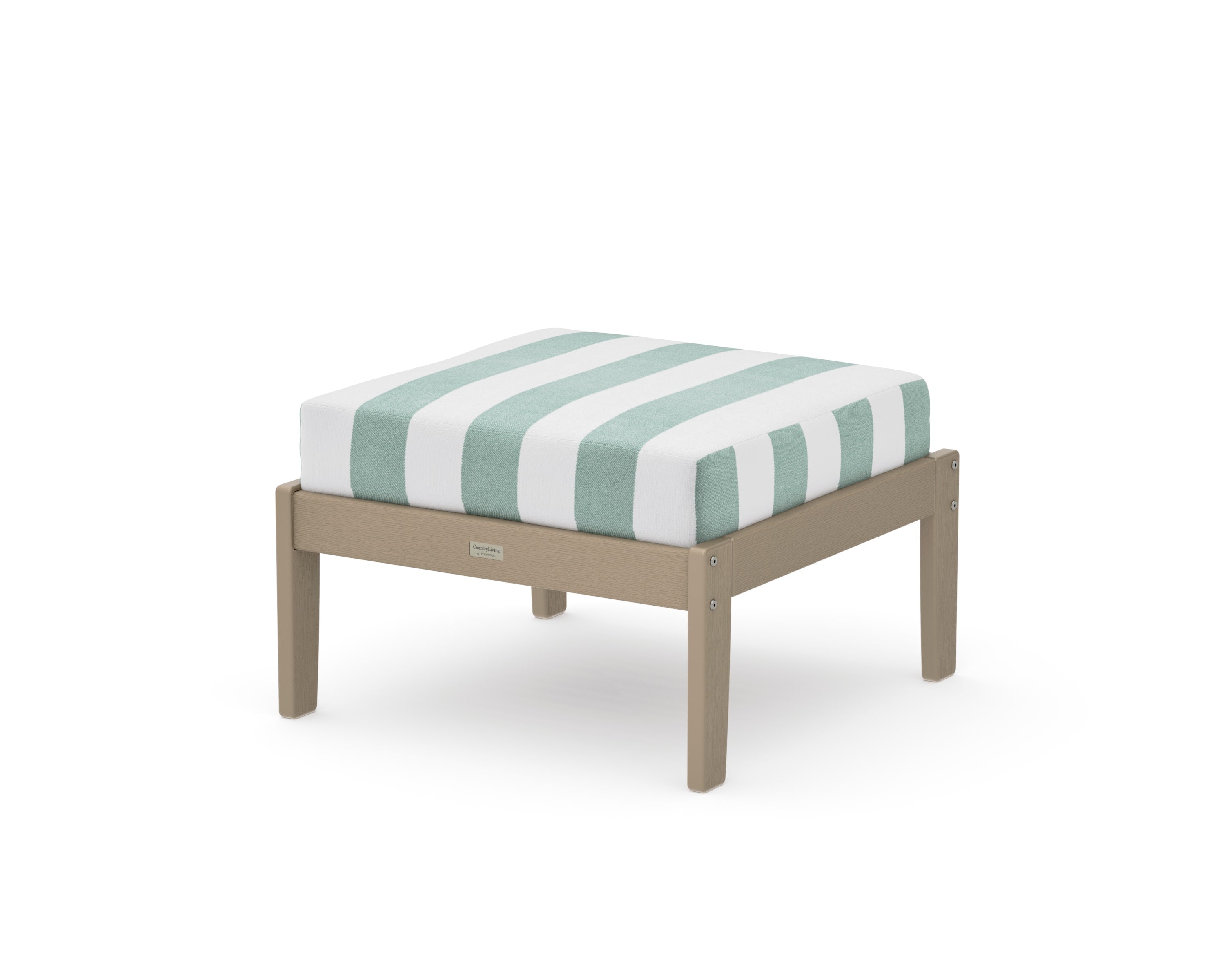 Cottage Deep Seating Ottoman in Vintage Sahara / Cabana Stripe Glacier Spa