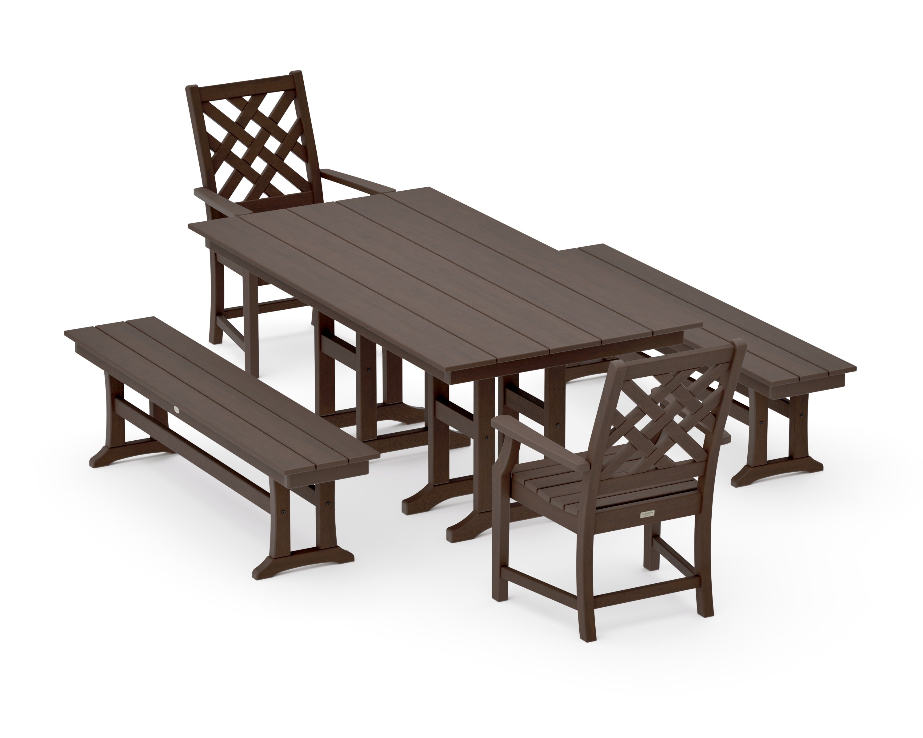 Wovendale 5-Piece Farmhouse Dining Set with Benches in Kona