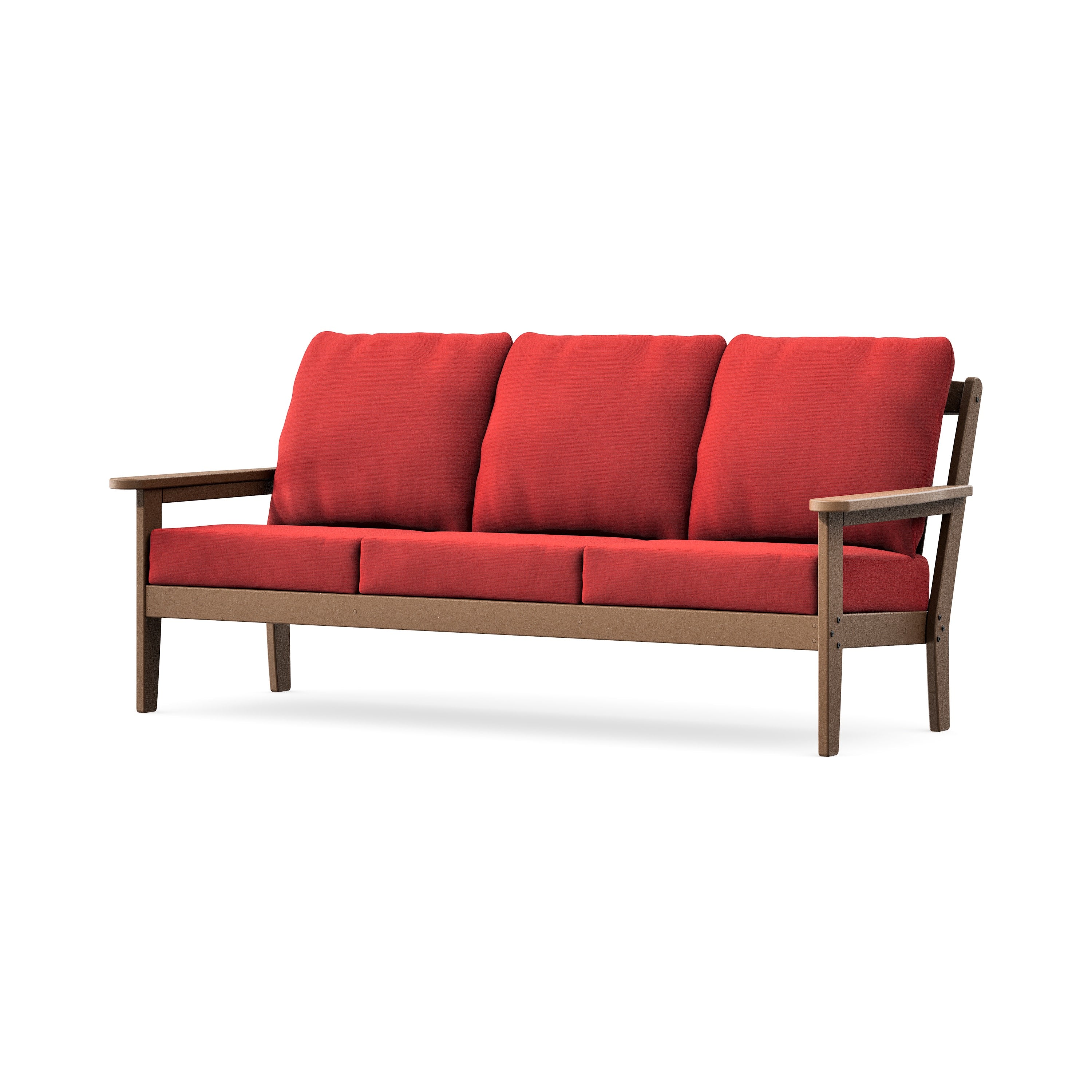 Cottage Deep Seating Sofa in Teak / Crimson Linen