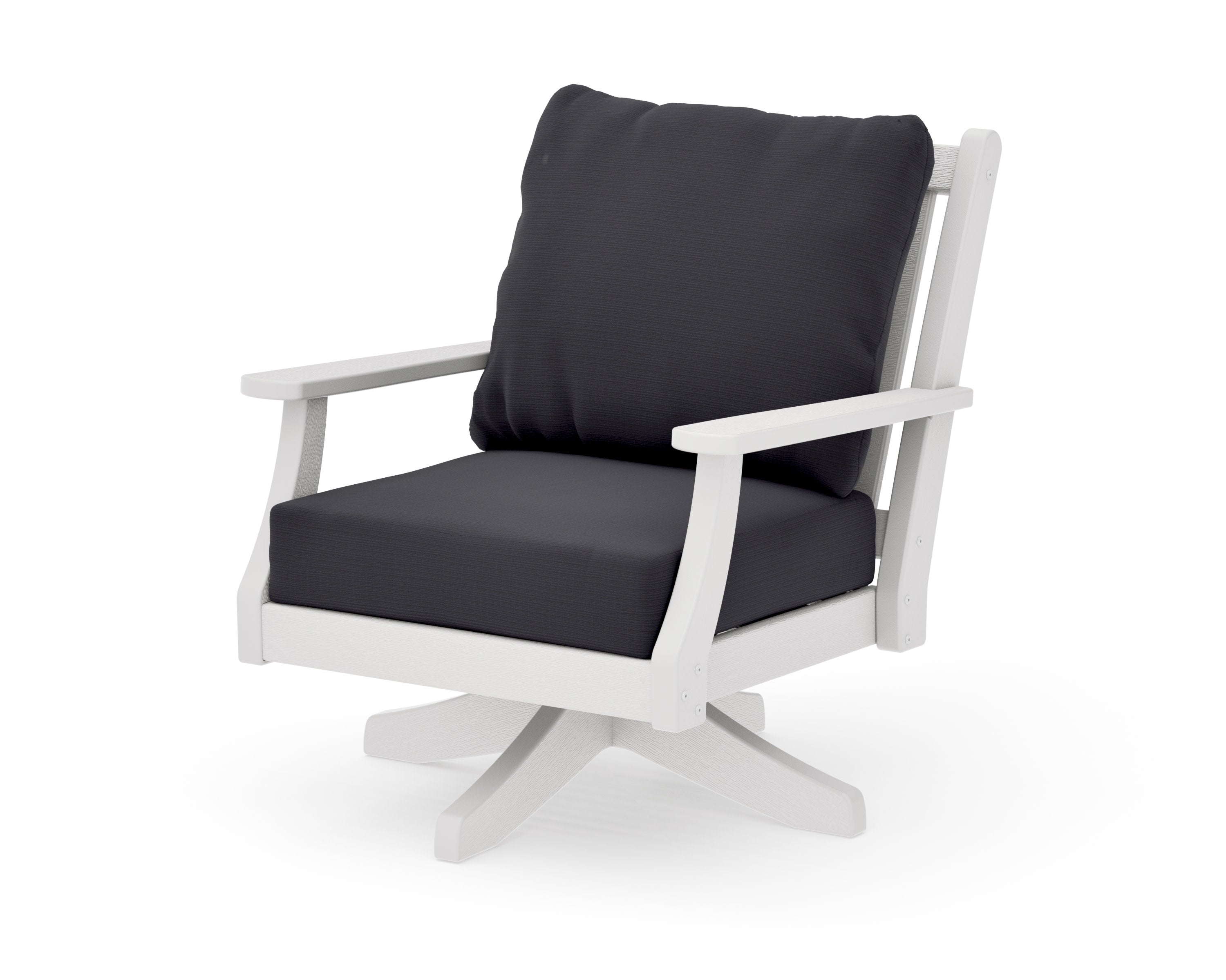 Wovendale Deep Seating Swivel Chair in Vintage White / Midnight Linen