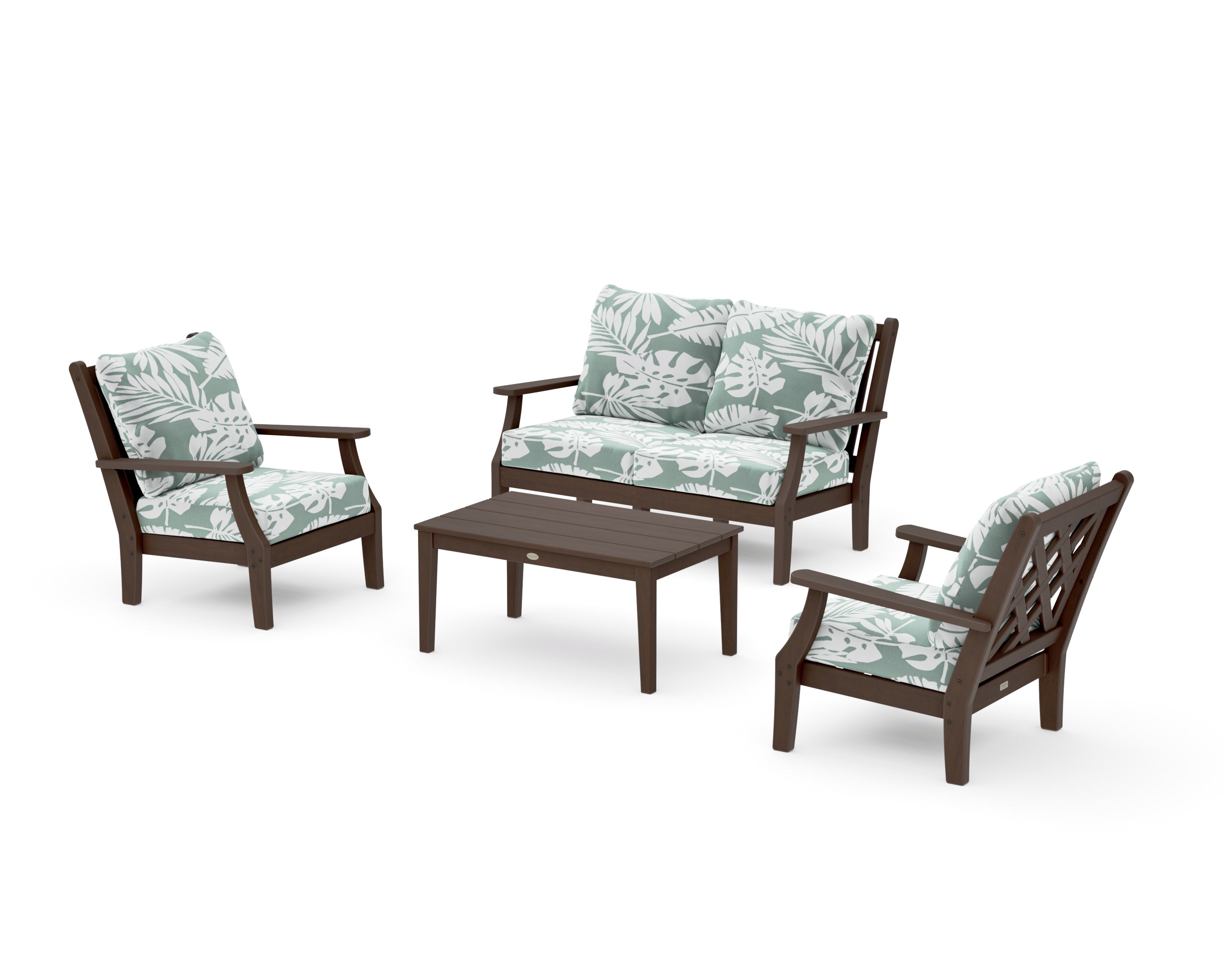 Wovendale 4-Piece Deep Seating Set with Loveseat in Kona / Leaf Glacier Spa