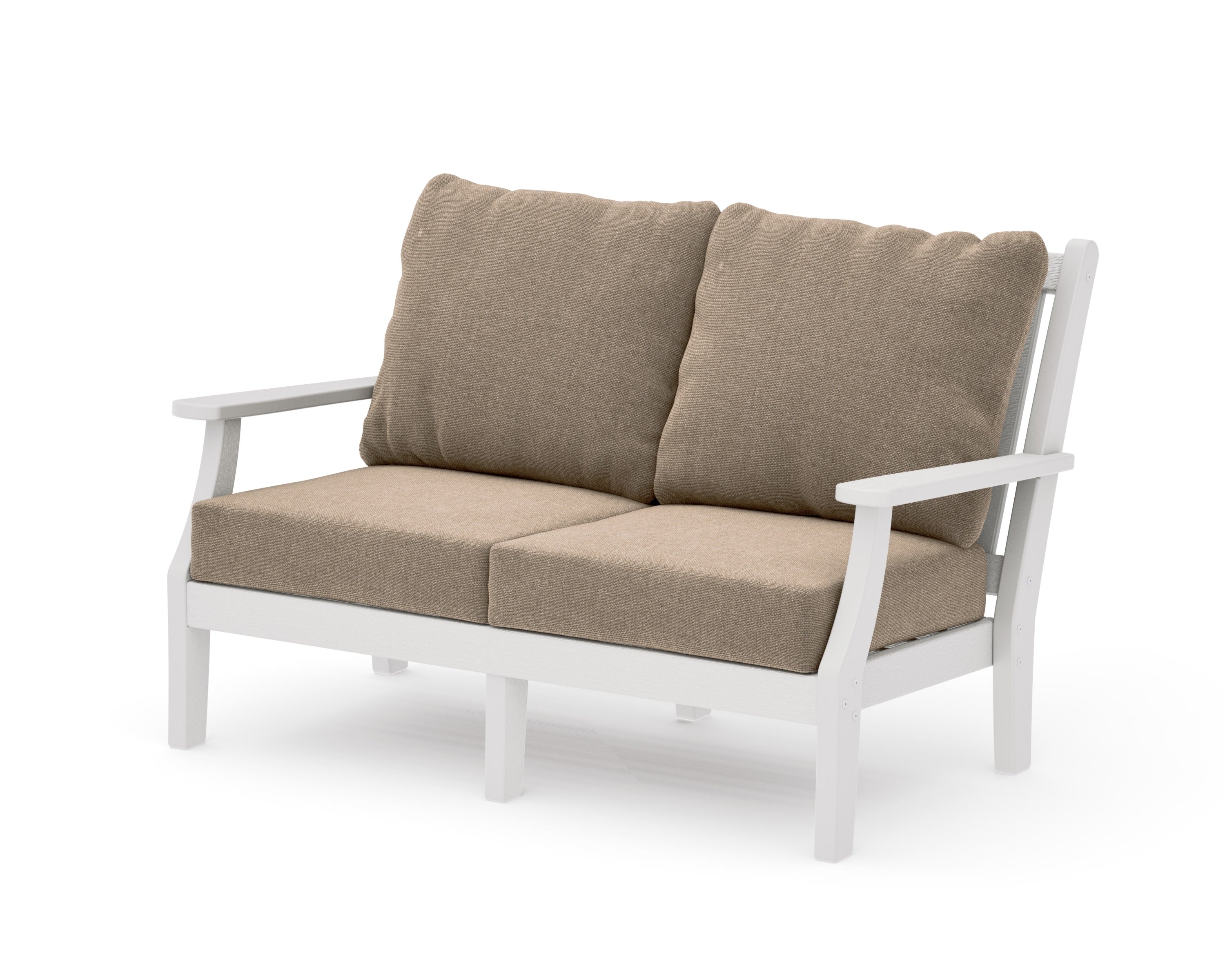 Wovendale Deep Seating Loveseat in Vintage White / Spiced Burlap