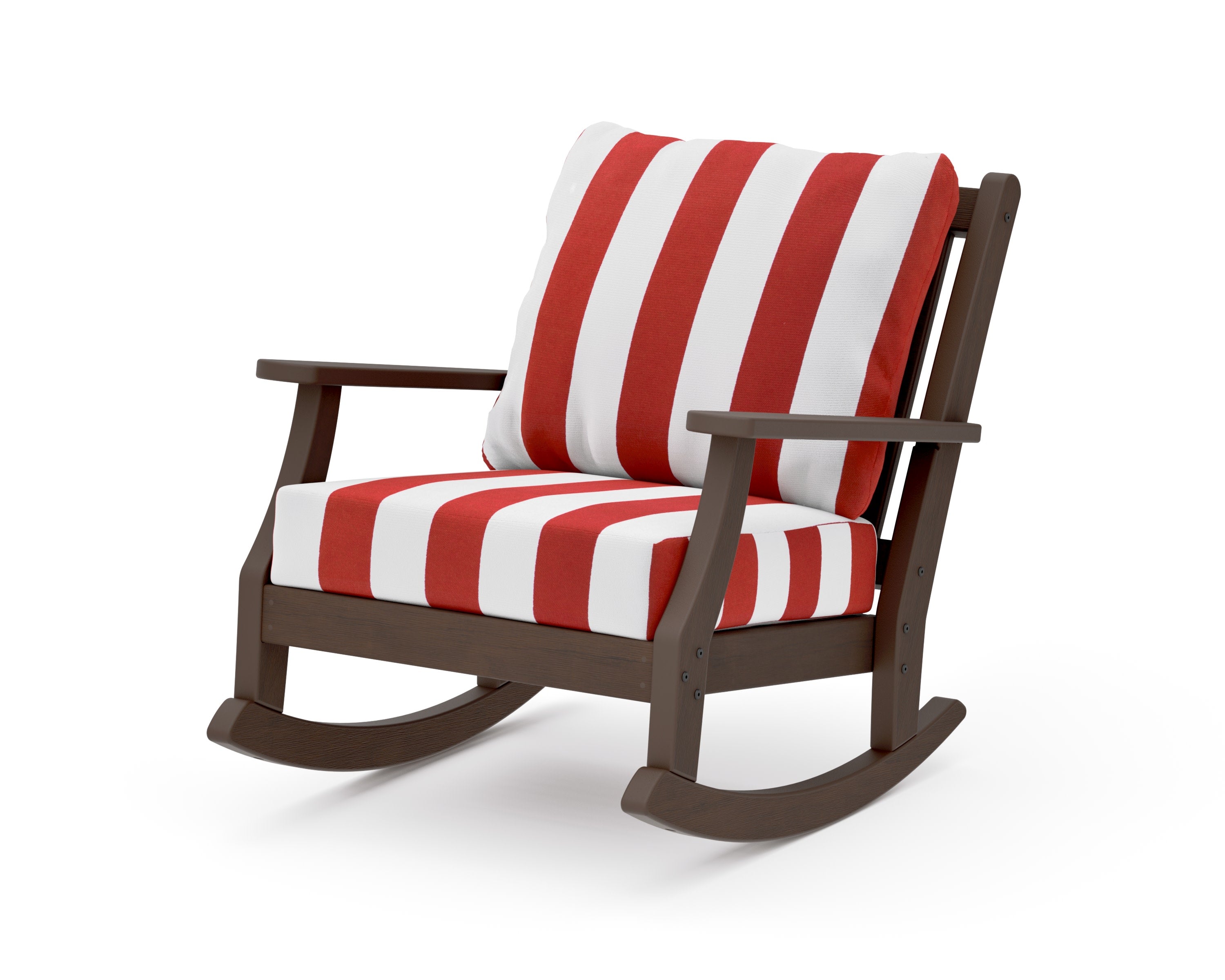 Wovendale Deep Seating Rocking Chair in Kona / Cabana Stripe Crimson