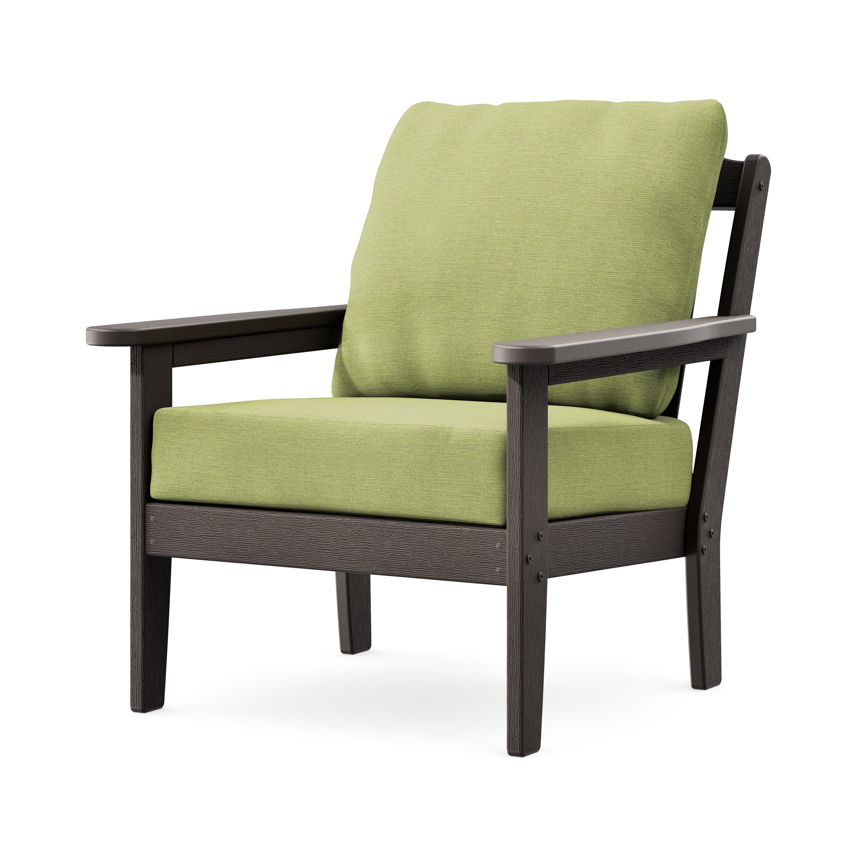 Cottage Deep Seating Chair in Vintage Coffee / Chartreuse Boucle