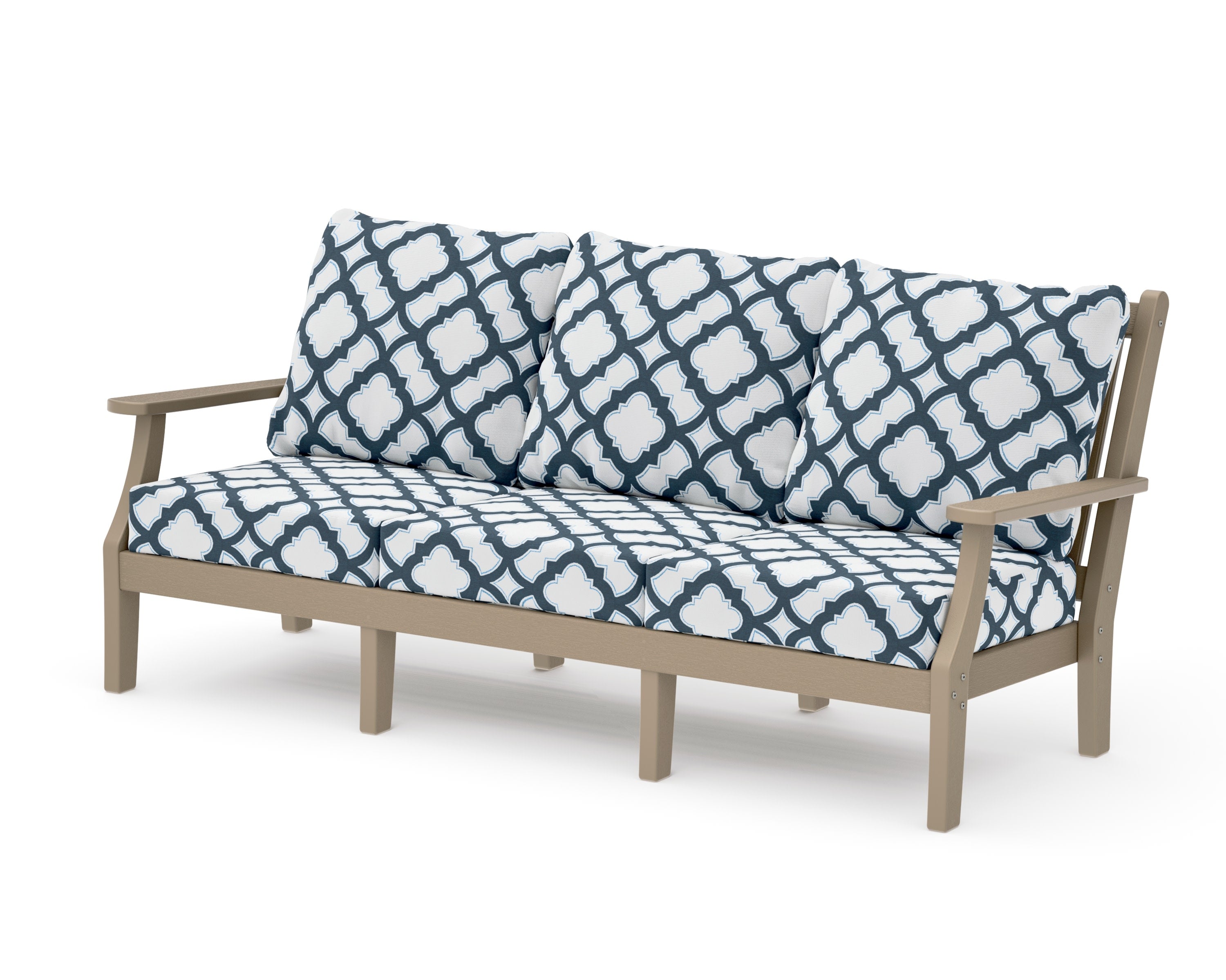 Wovendale Deep Seating Sofa in Vintage Sahara / Trellis Marine Indigo