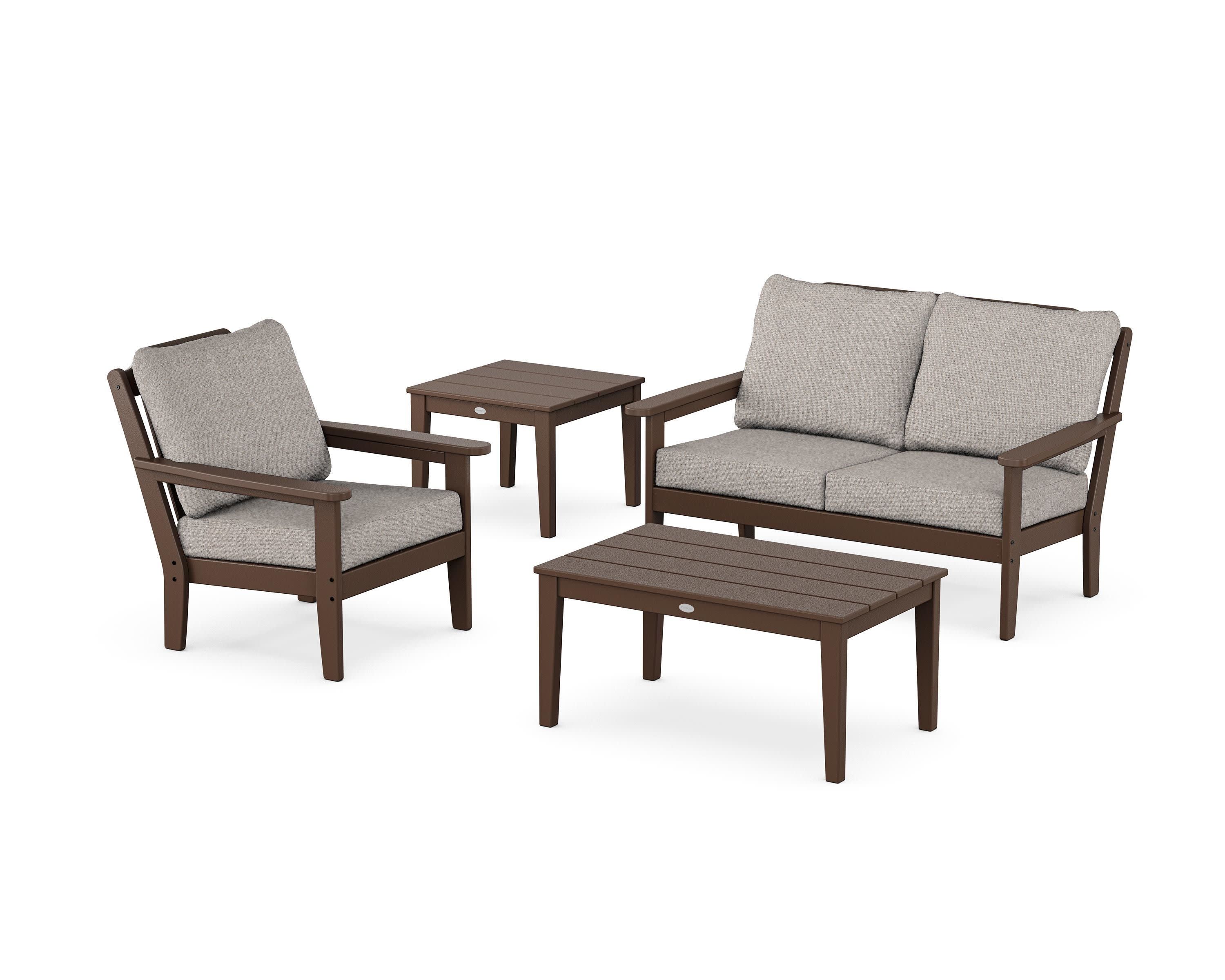 Wovendale 4-Piece Deep Seating Set in Mahogany / Weathered Tweed