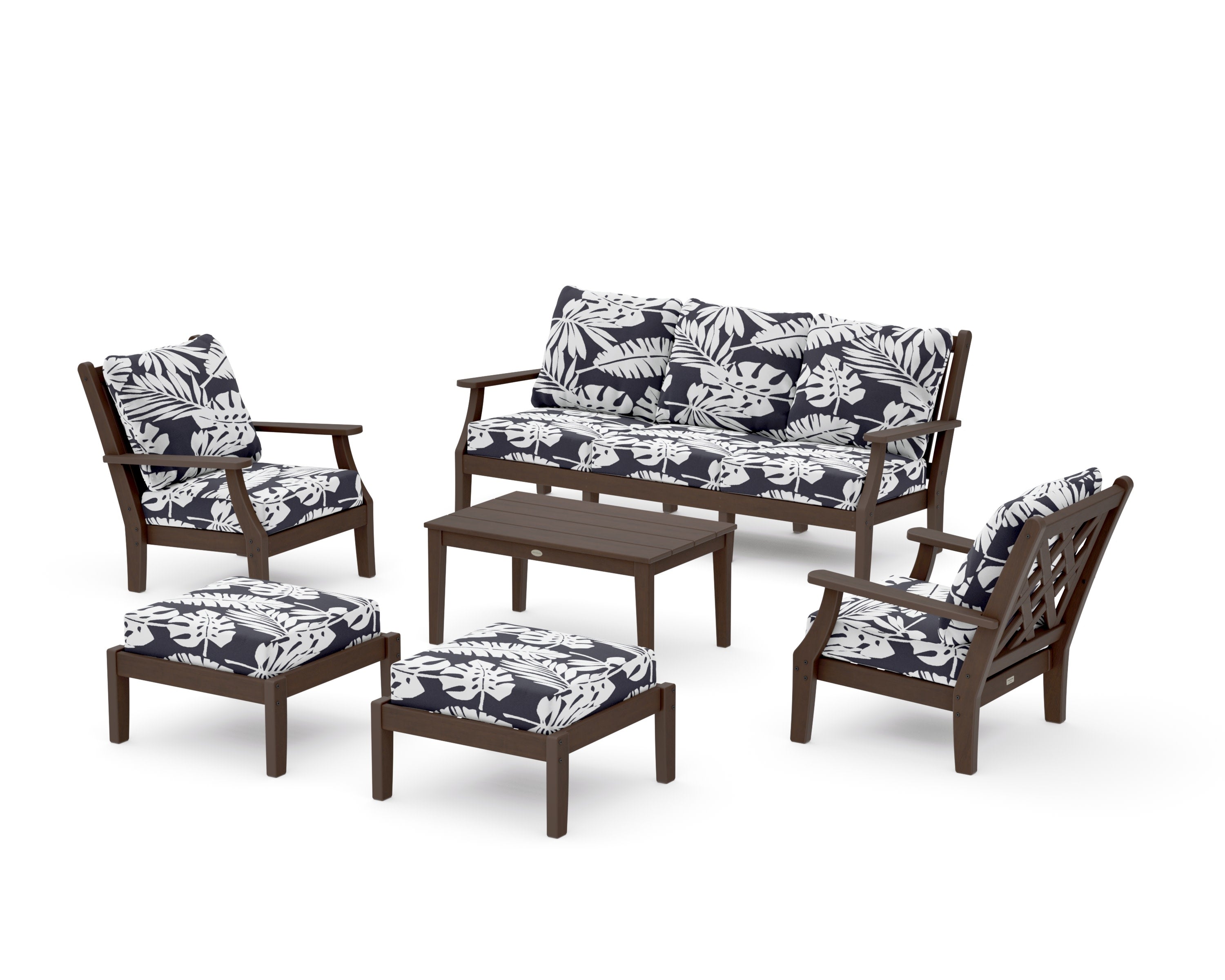 Wovendale 6-Piece Lounge Sofa Set in Kona / Leaf Navy