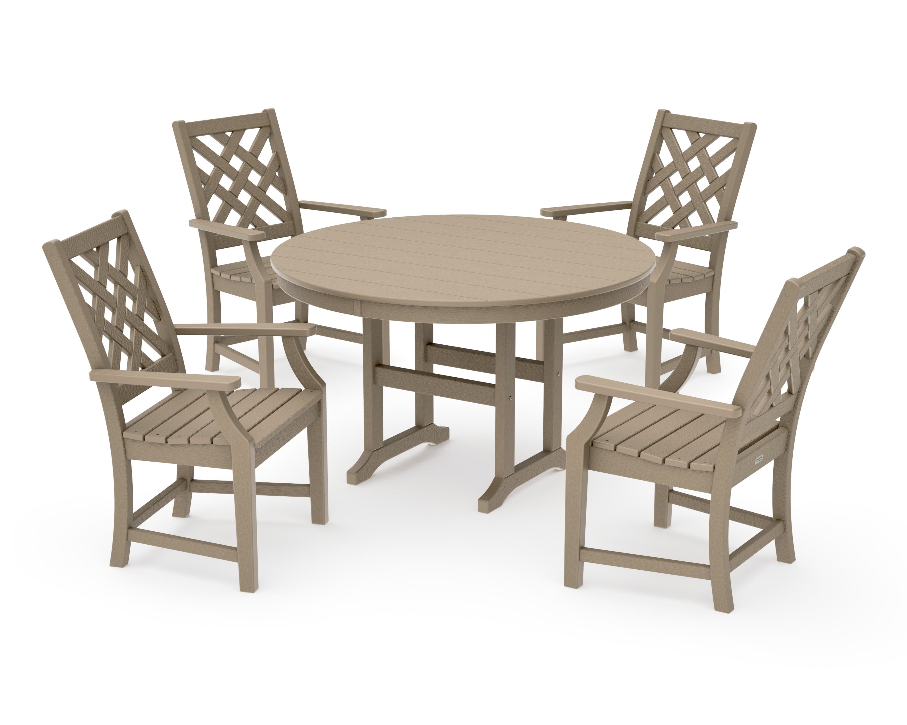 Wovendale 5-Piece Round Farmhouse Dining Set in Vintage Sahara
