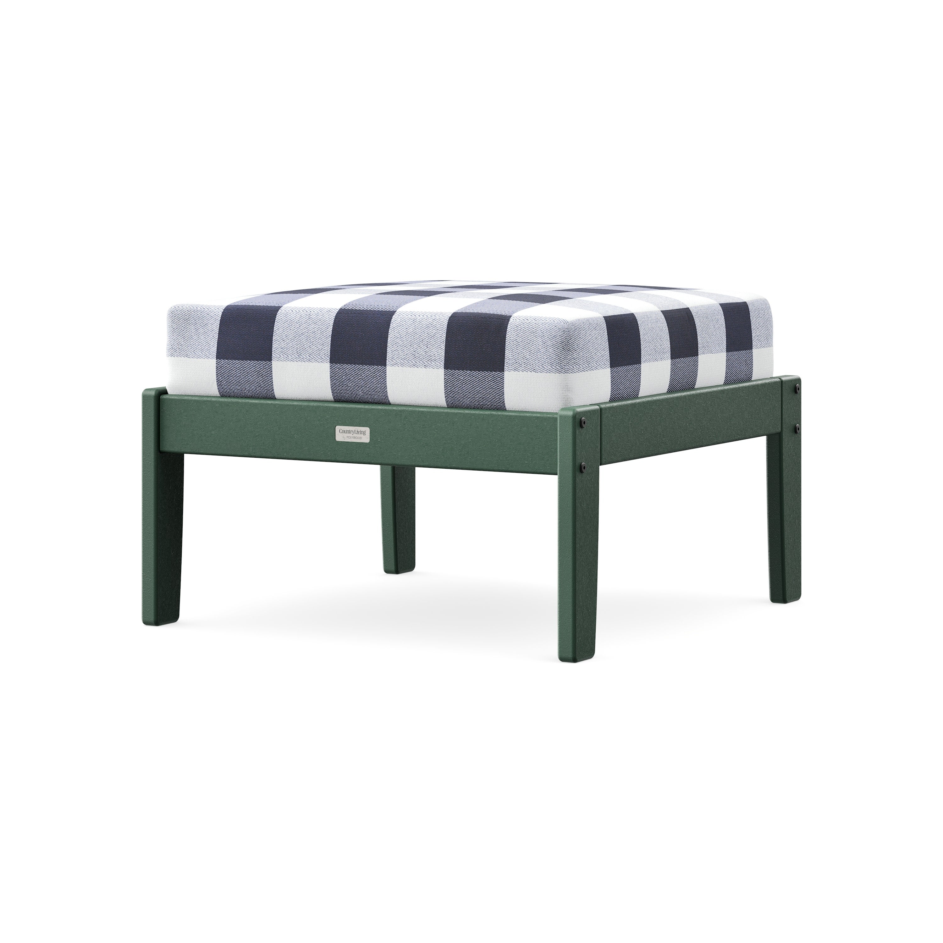 Cottage Deep Seating Ottoman in Green / Buffalo Plaid Navy