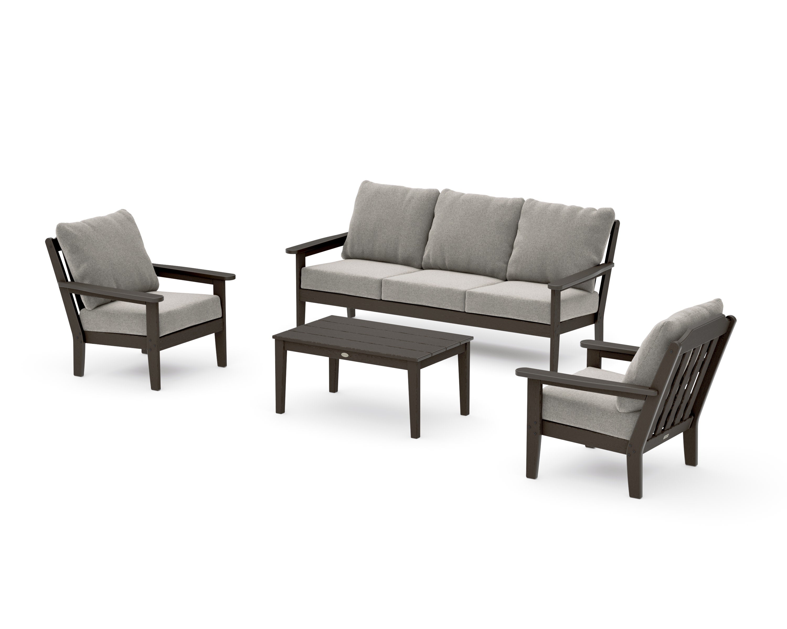 Cottage 4-Piece Deep Seating Set with Sofa in Vintage Coffee / Weathered Tweed