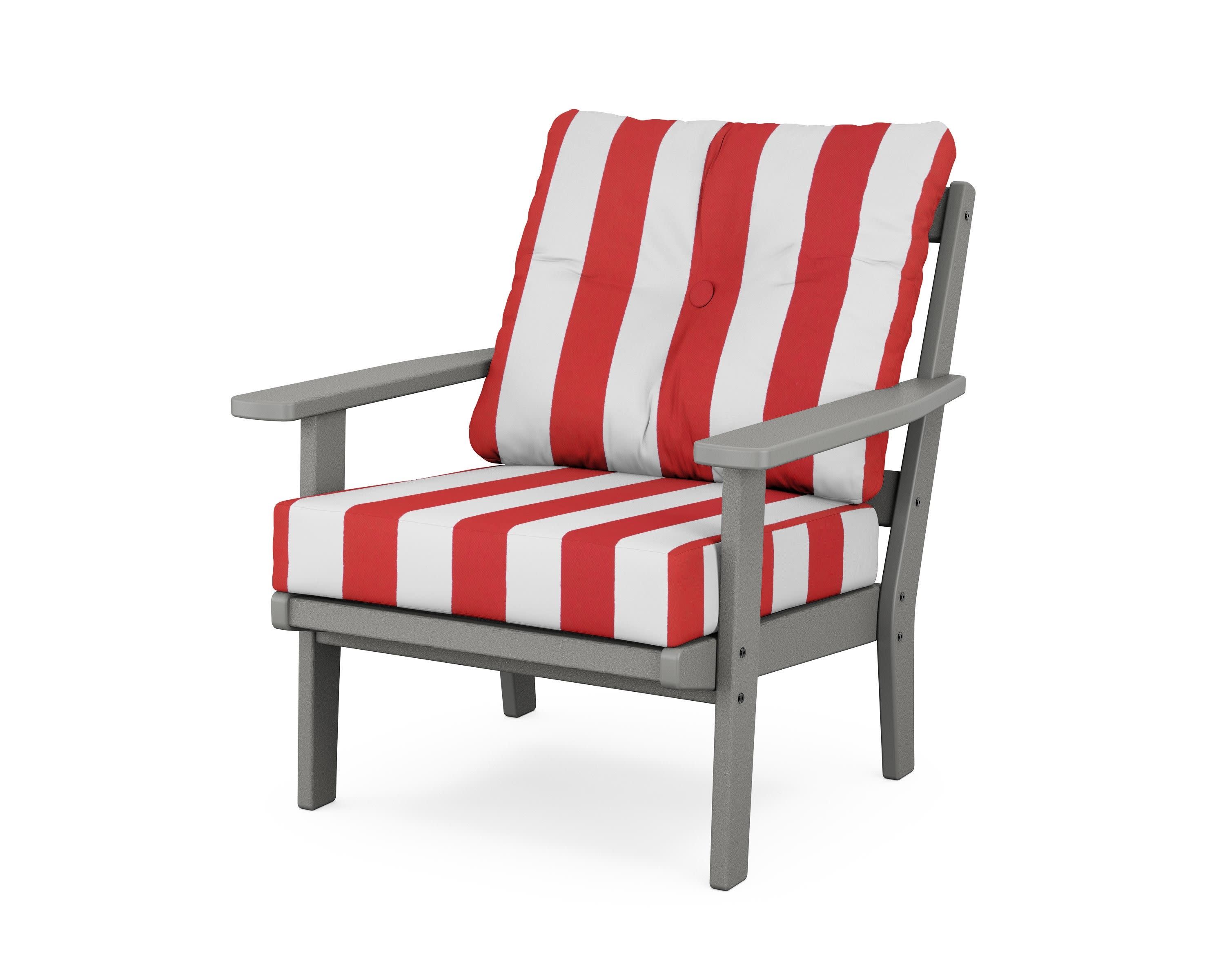 Prairie Deep Seating Chair in Slate Grey / Cabana Stripe Crimson