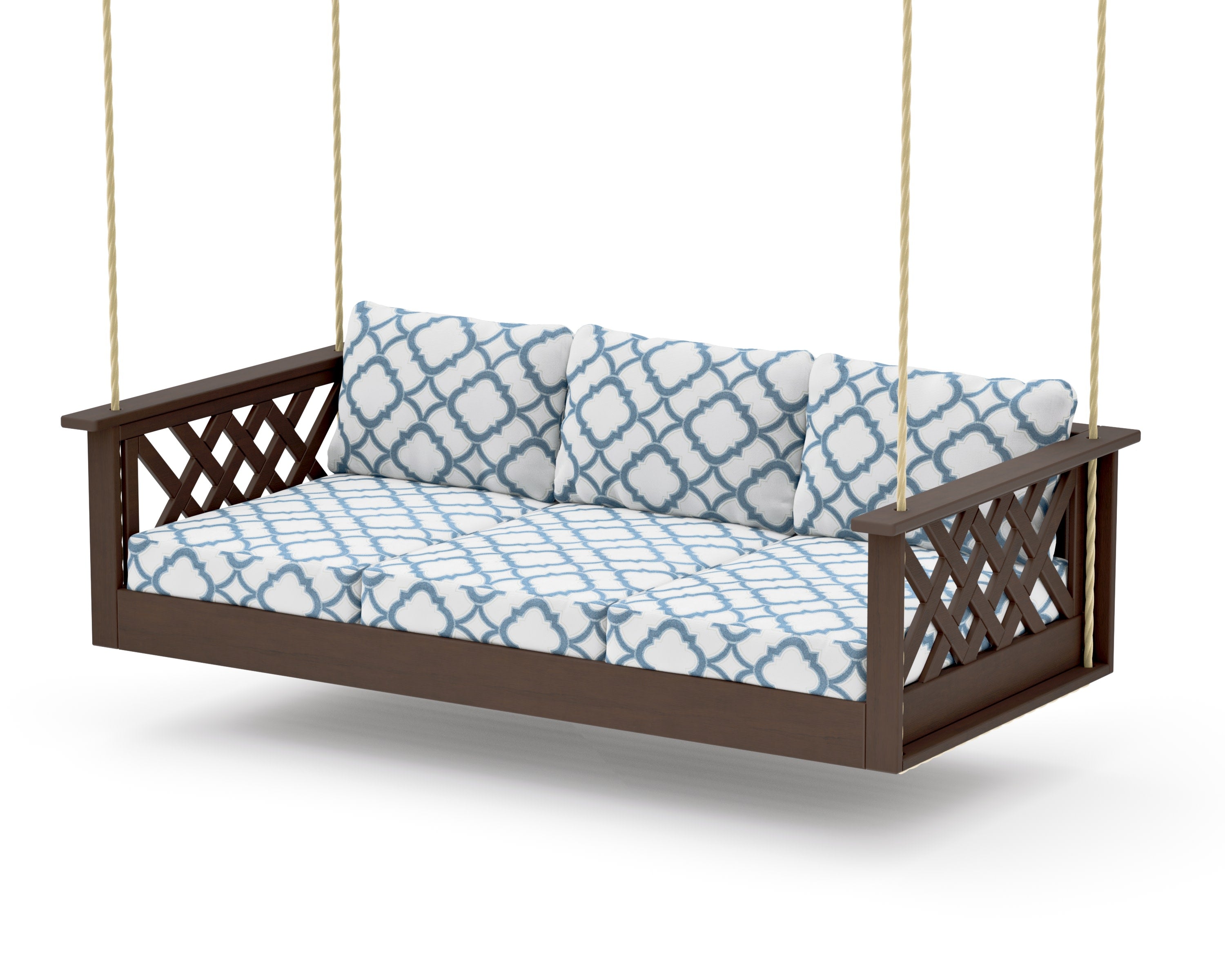 Wovendale Daybed Swing in Kona / Trellis Sky Blue