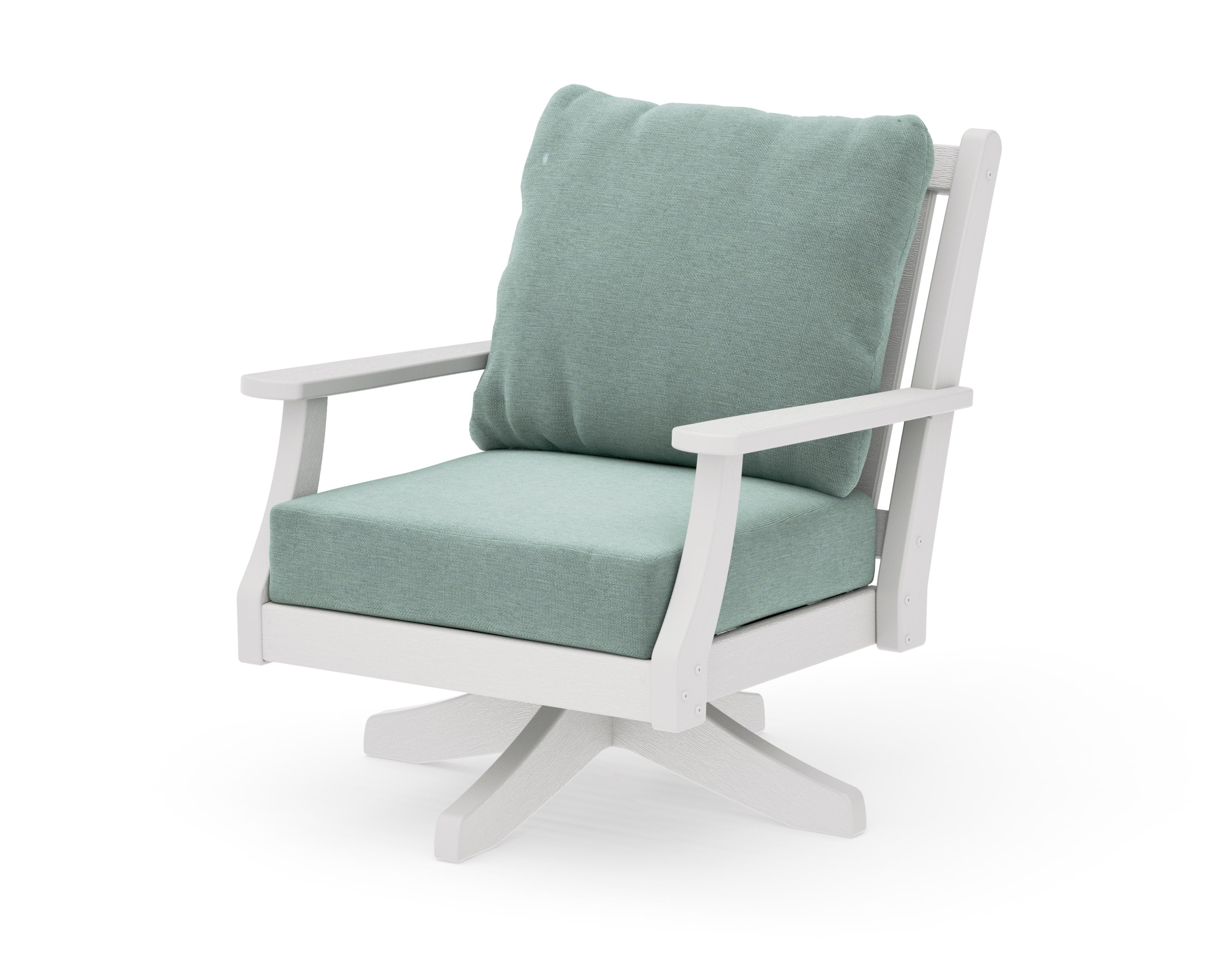 Wovendale Deep Seating Swivel Chair in Vintage White / Glacier Spa