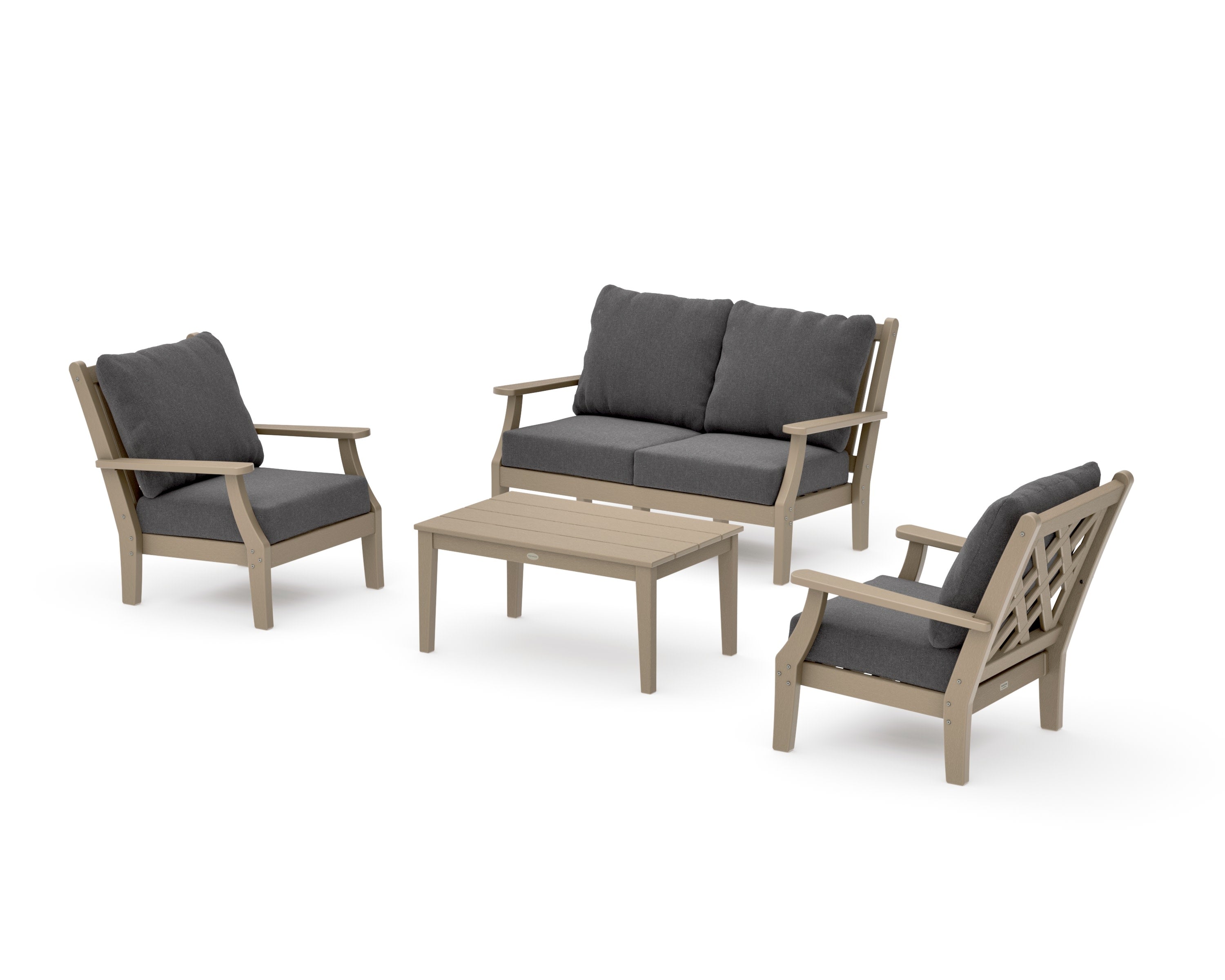 Wovendale 4-Piece Deep Seating Set with Loveseat in Vintage Sahara / Ash Charcoal
