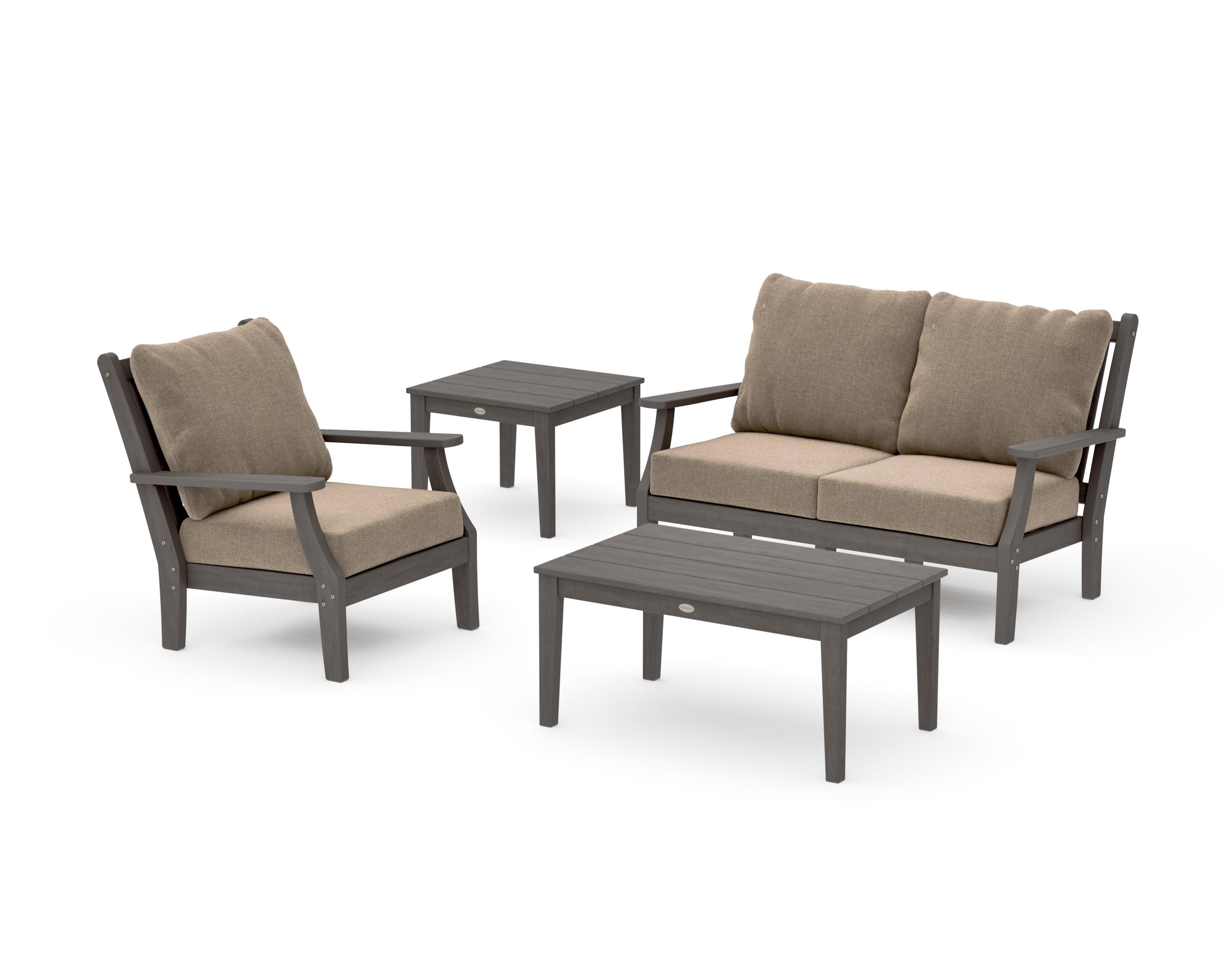 Wovendale 4-Piece Deep Seating Set in Driftwood / Spiced Burlap
