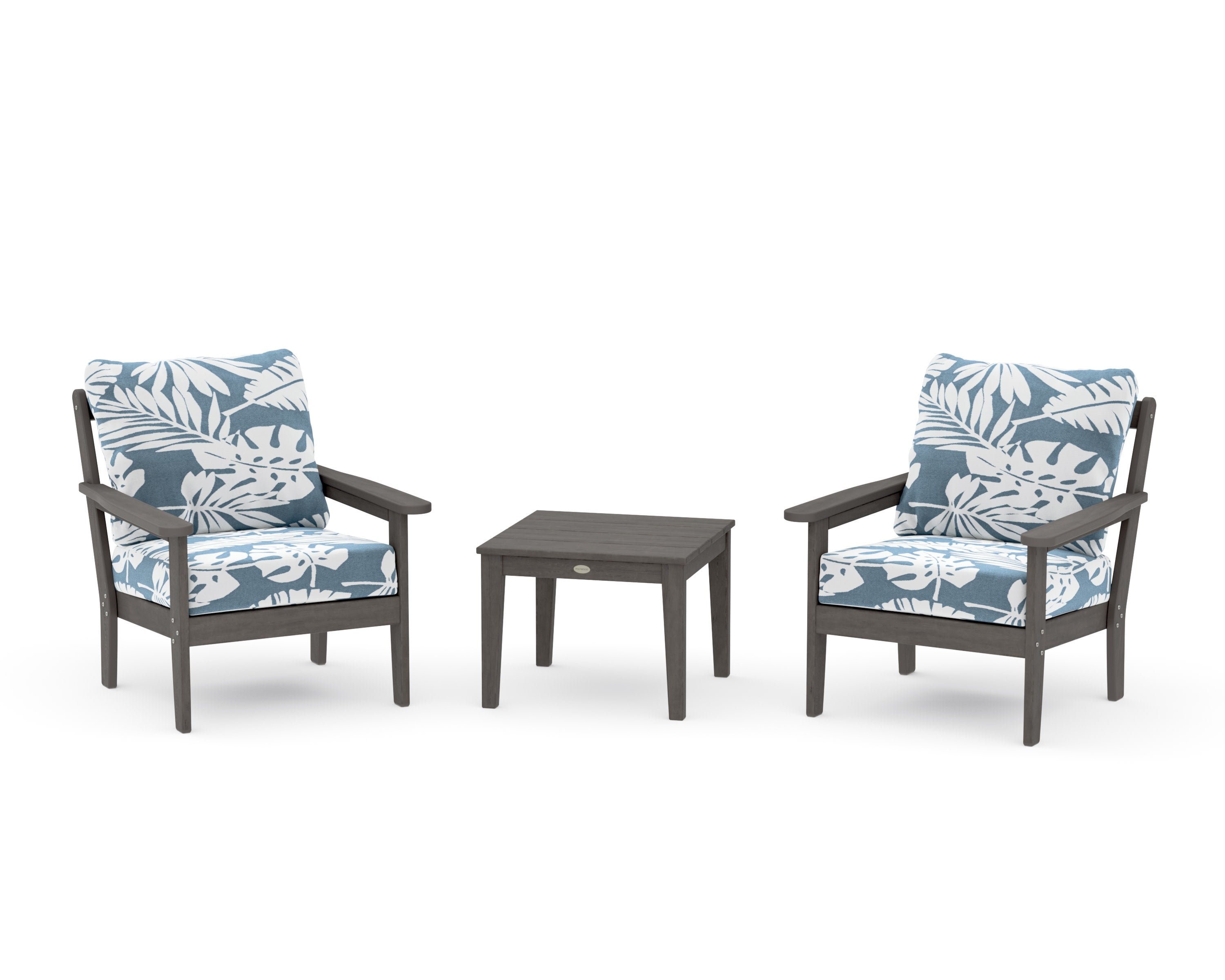 Cottage 3-Piece Deep Seating Set in Driftwood / Leaf Sky Blue