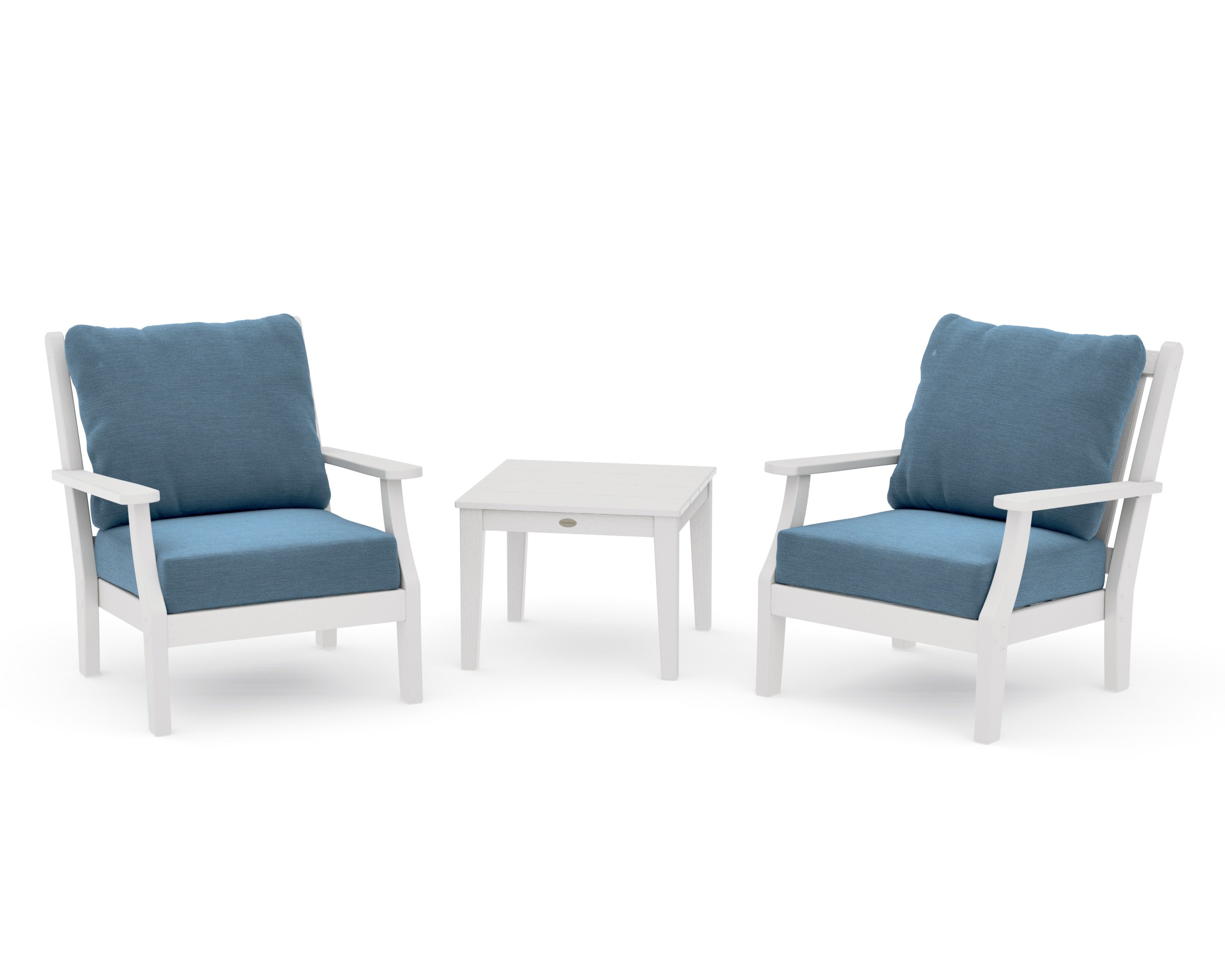 Wovendale 3-Piece Deep Seating Set in Vintage White / Sky Blue