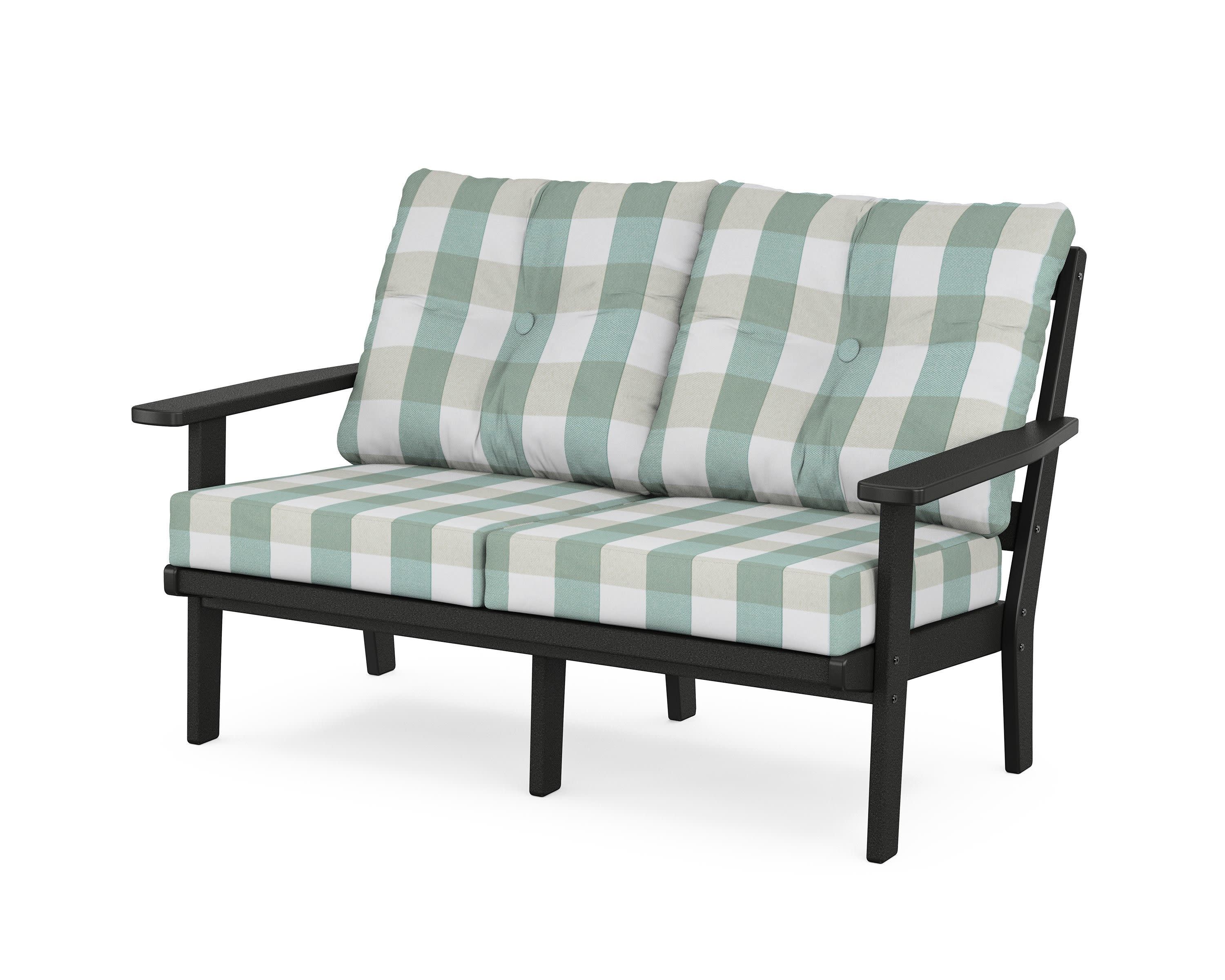 Prairie Deep SeatingLoveseat in Black / Buffalo Plaid Glacier Spa
