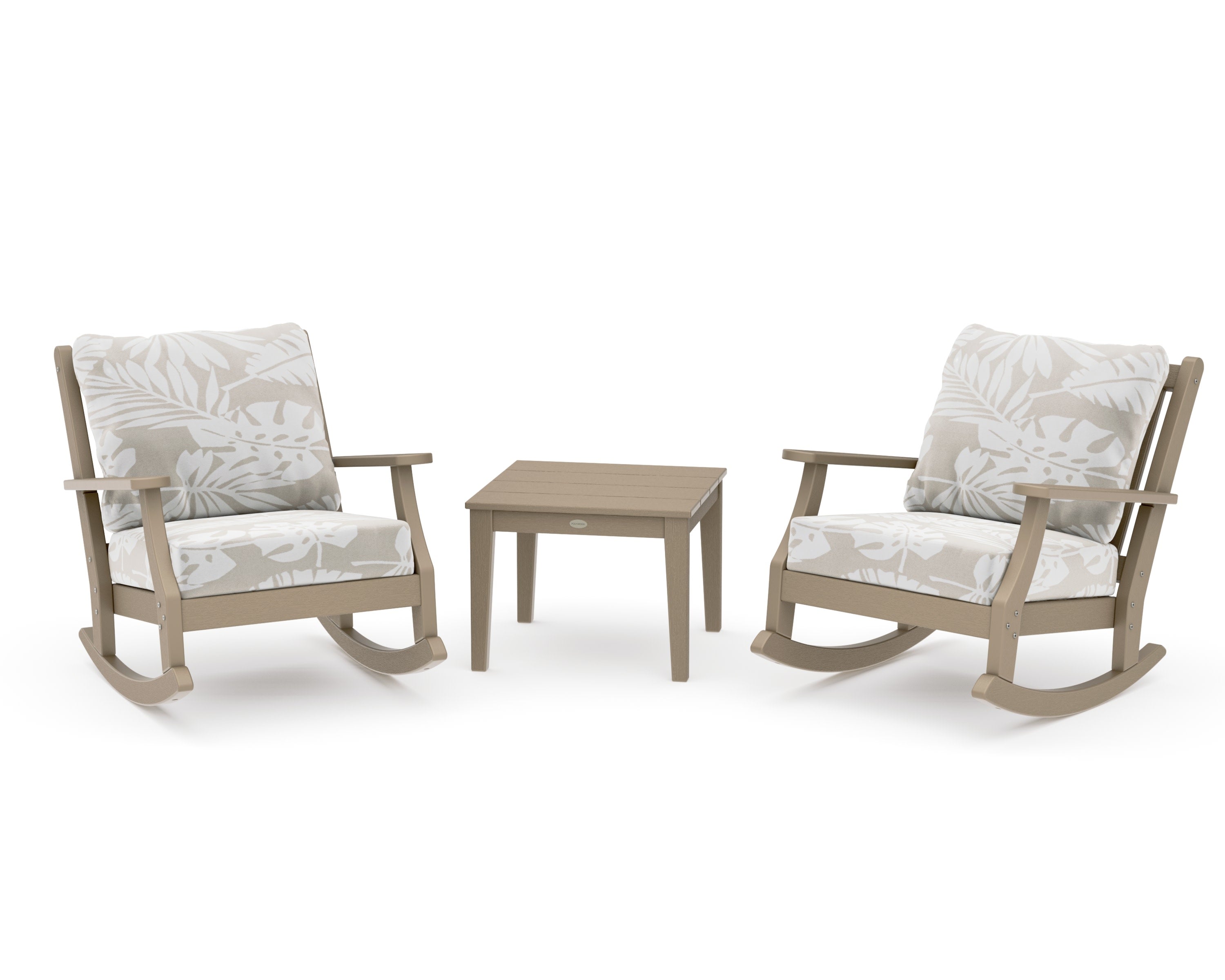 Wovendale 3-Piece Deep Seating Rocker Set in Vintage Sahara / Leaf Dune Burlap