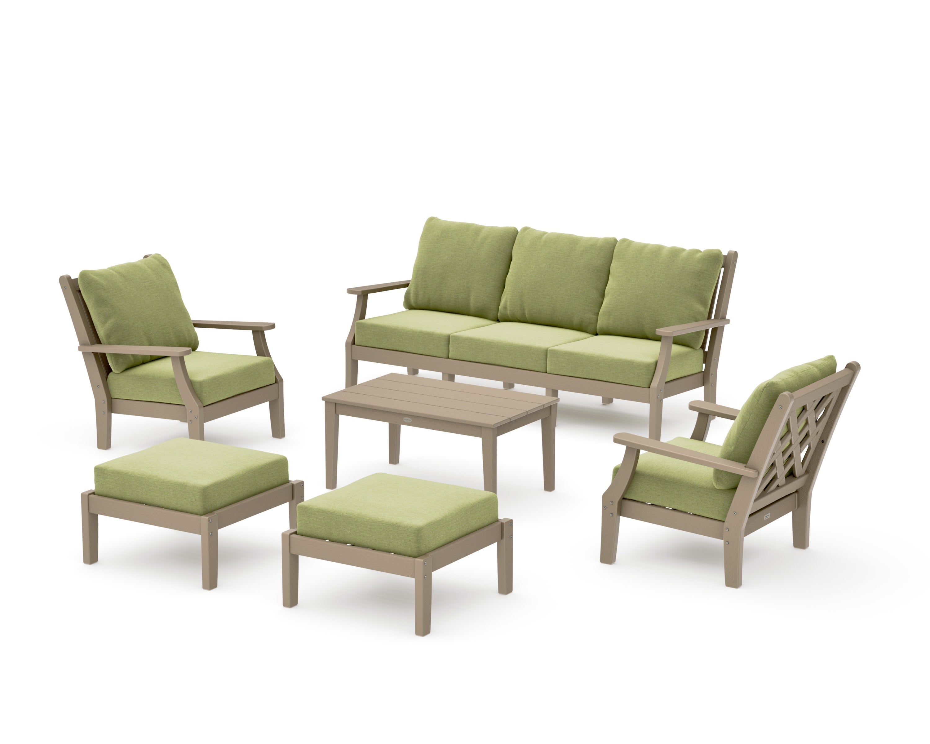 Wovendale 6-Piece Lounge Sofa Set in Vintage Sahara / Chartreuse Boucle