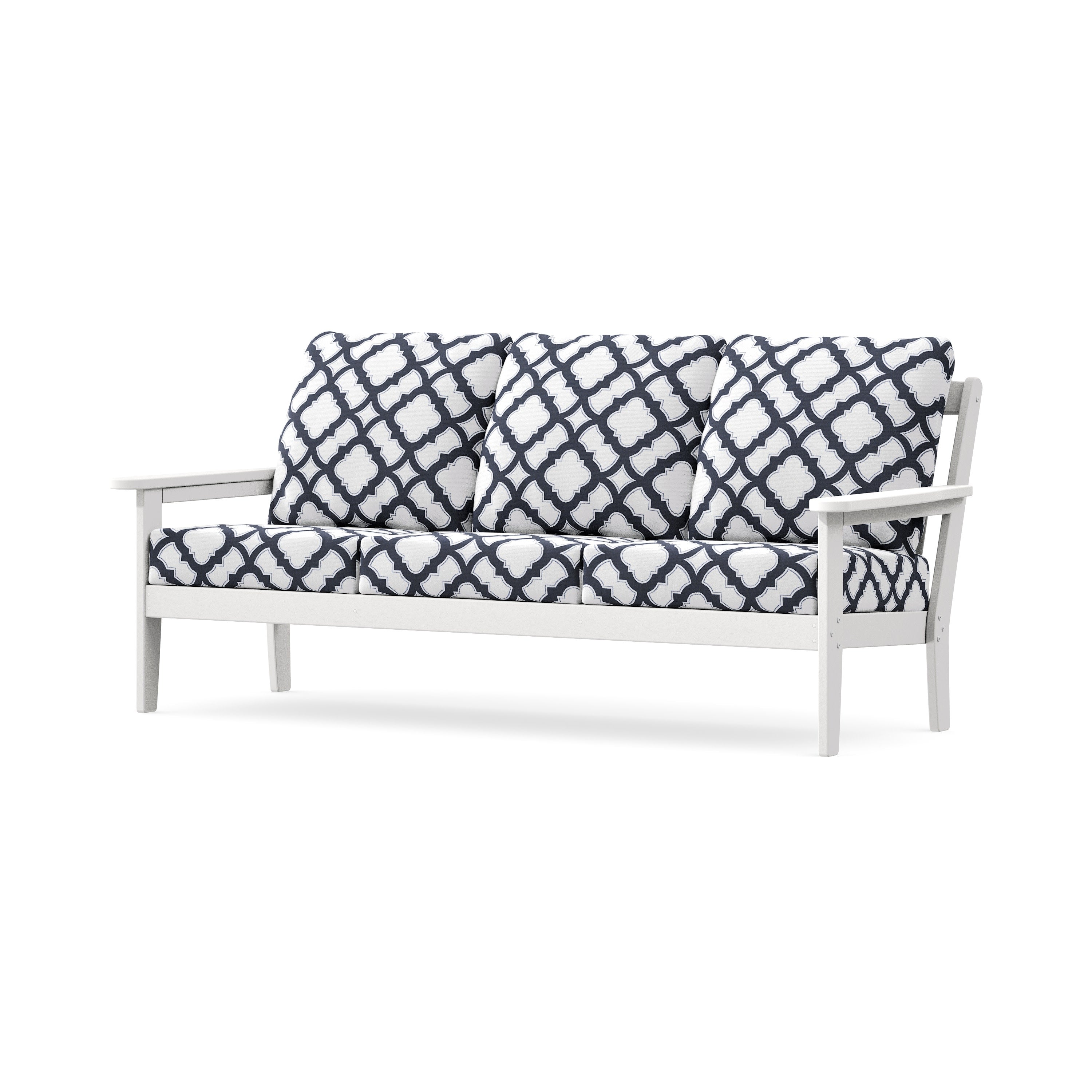 Cottage Deep Seating Sofa in White / Trellis Navy