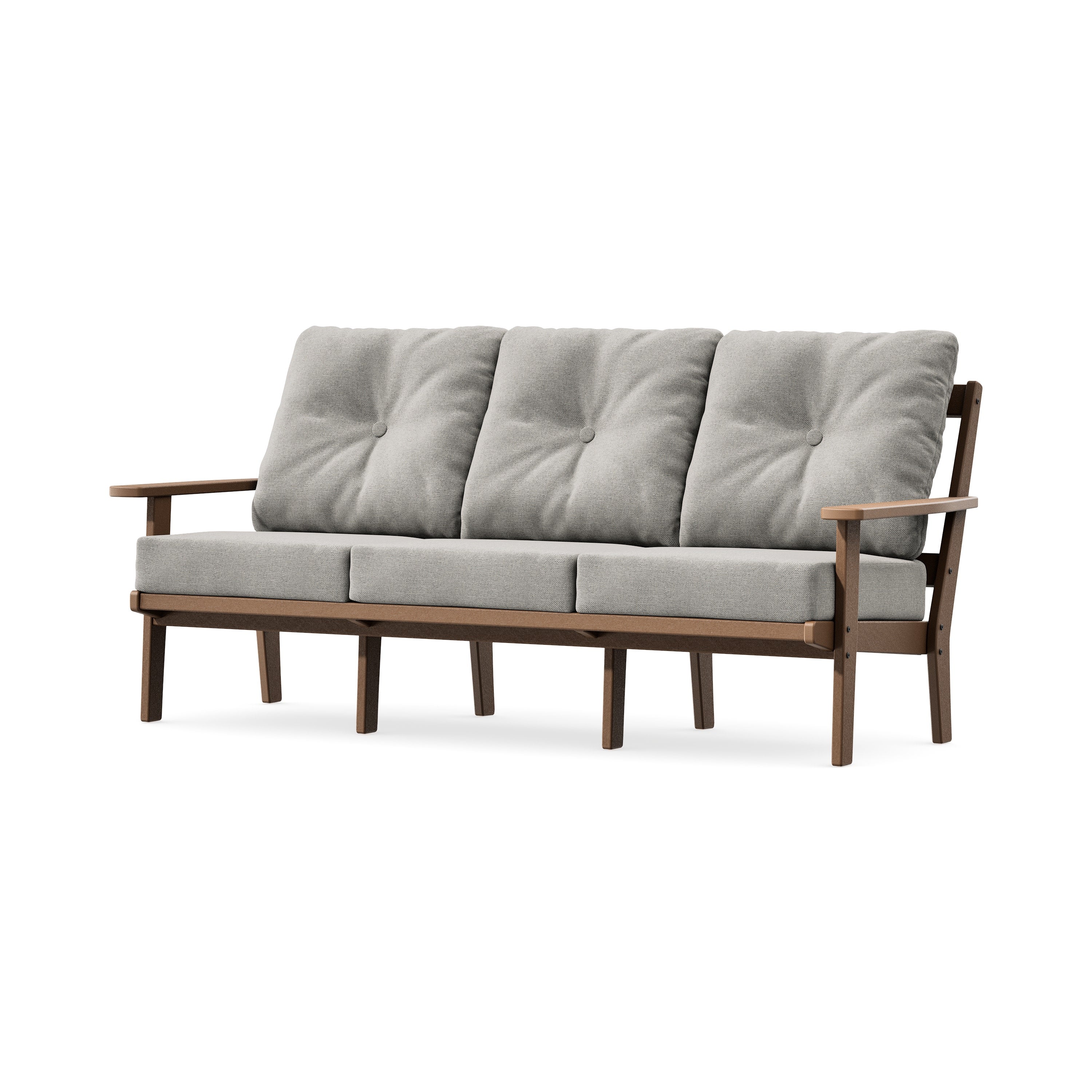 PrairieDeep Seating Sofa in Teak / Weathered Tweed