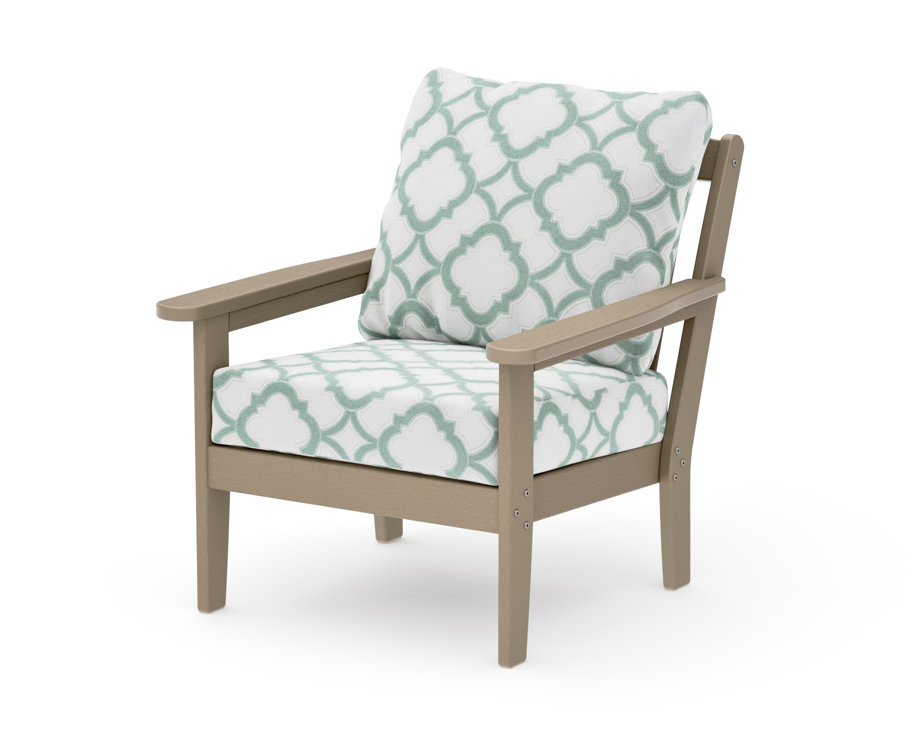 Cottage Deep Seating Chair in Vintage Sahara / Trellis Glacier Spa