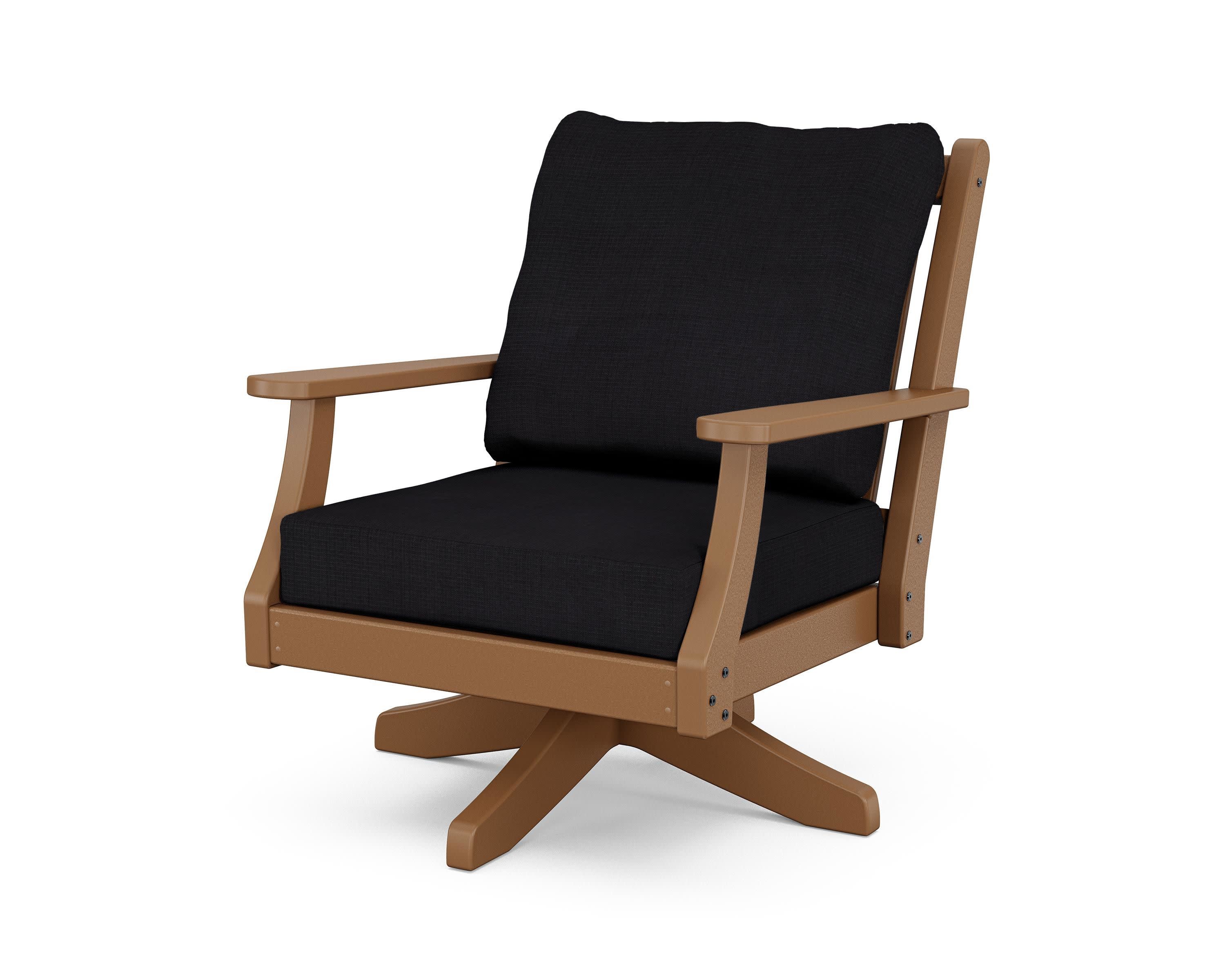 Wovendale Deep Seating Swivel Chair in Teak / Midnight Linen
