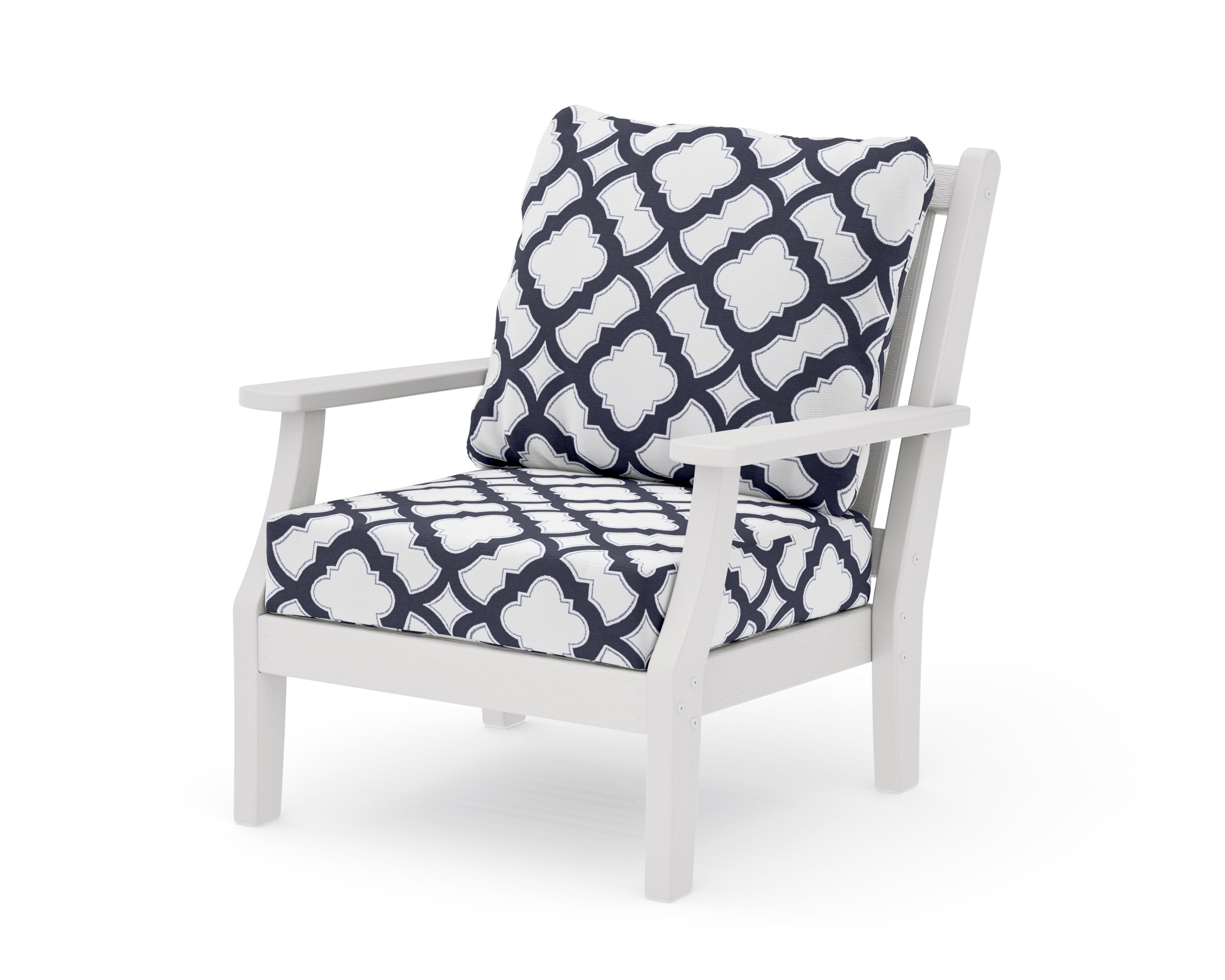 Wovendale Deep Seating Chair in Vintage White / Trellis Navy