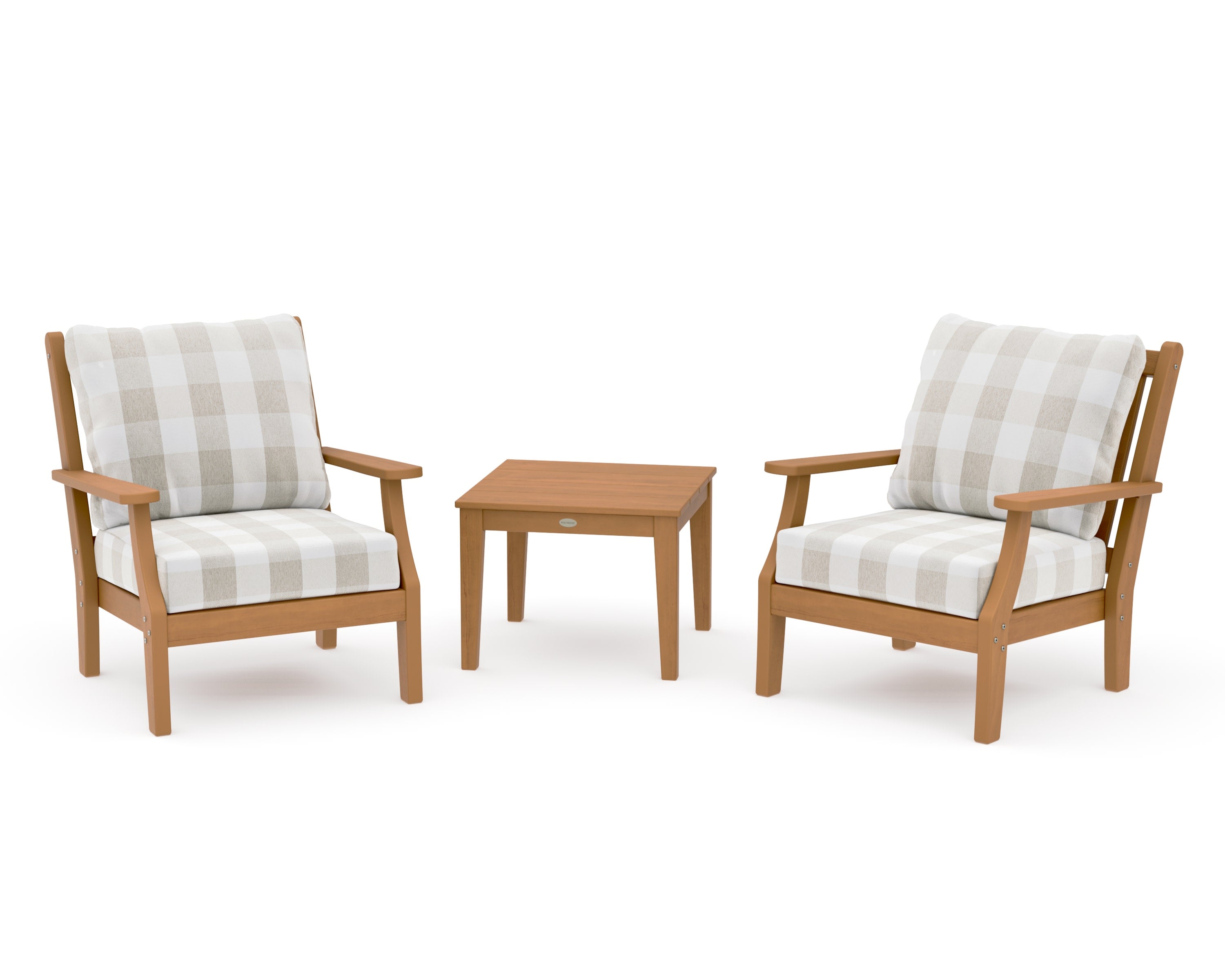 Wovendale 3-Piece Deep Seating Set in Natural / Buffalo Plaid Dune Burlap