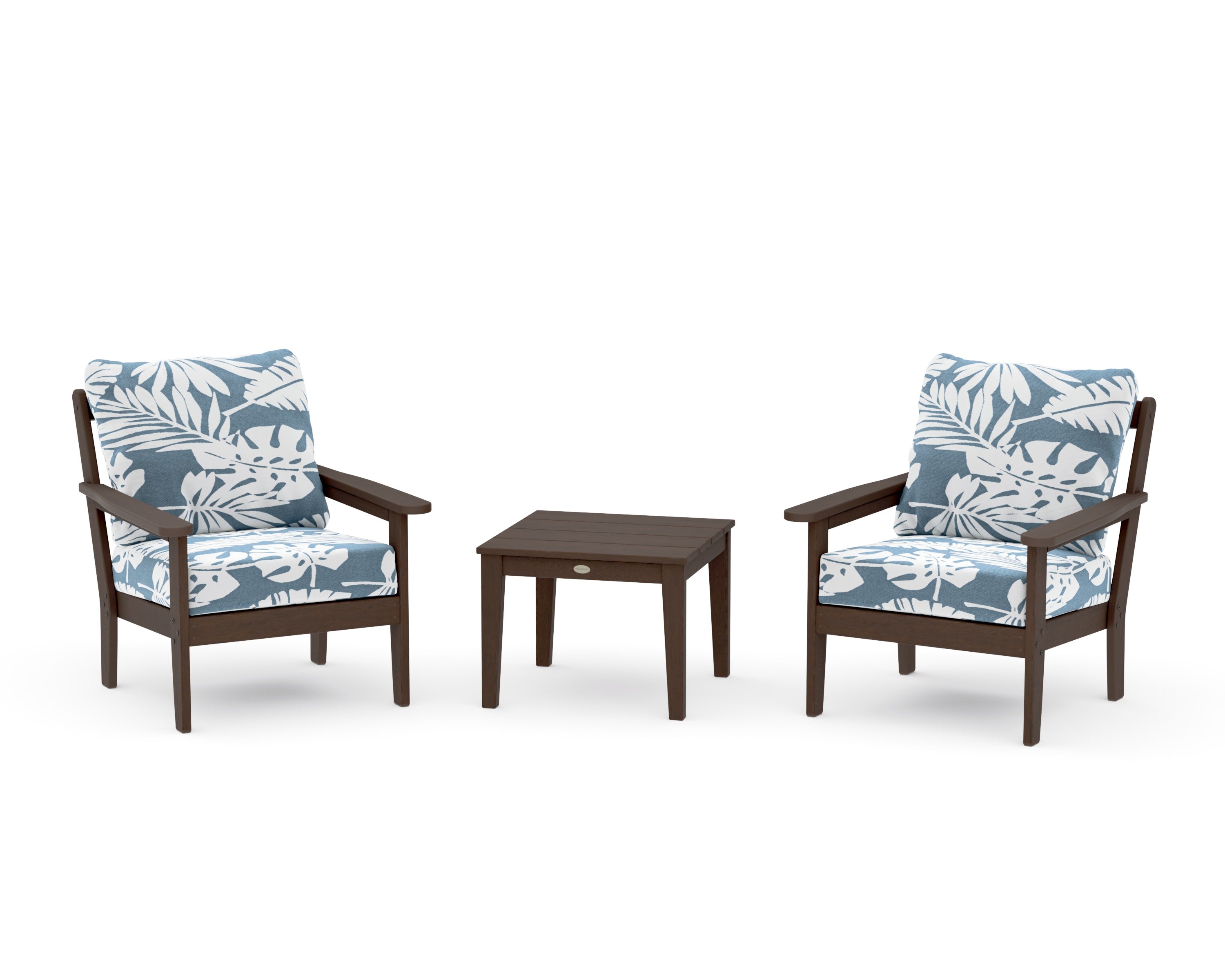 Cottage 3-Piece Deep Seating Set in Kona / Leaf Sky Blue