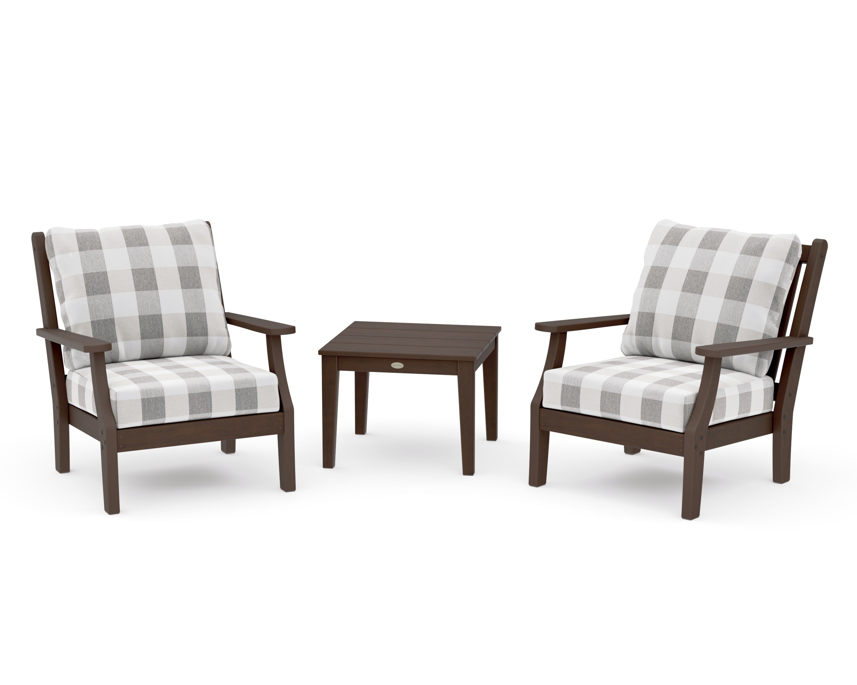 Wovendale 3-Piece Deep Seating Set in Kona / Buffalo Plaid Grey Mist