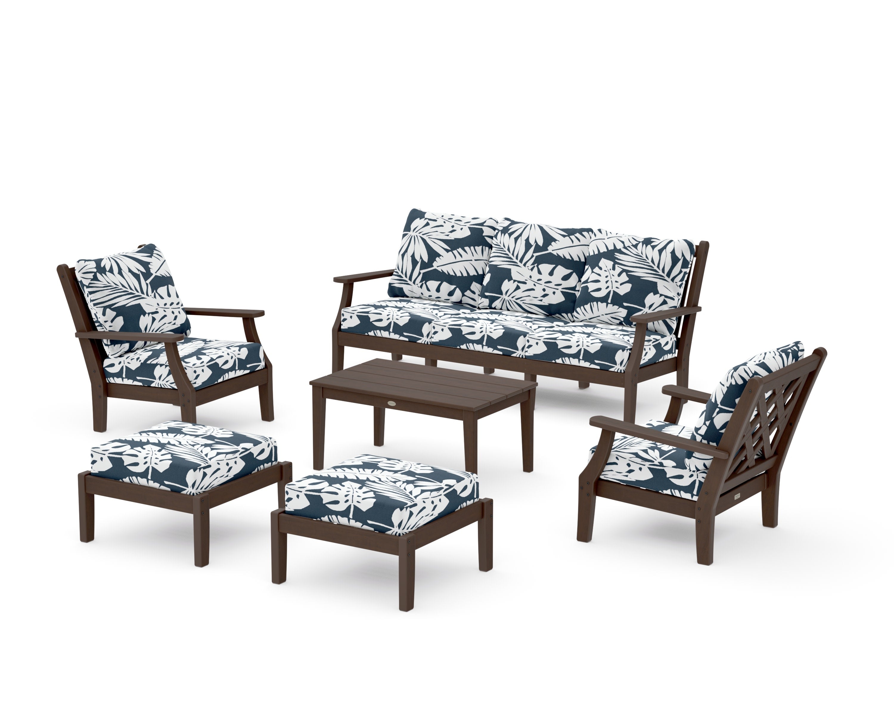 Wovendale 6-Piece Lounge Sofa Set in Kona / Leaf Marine Indigo