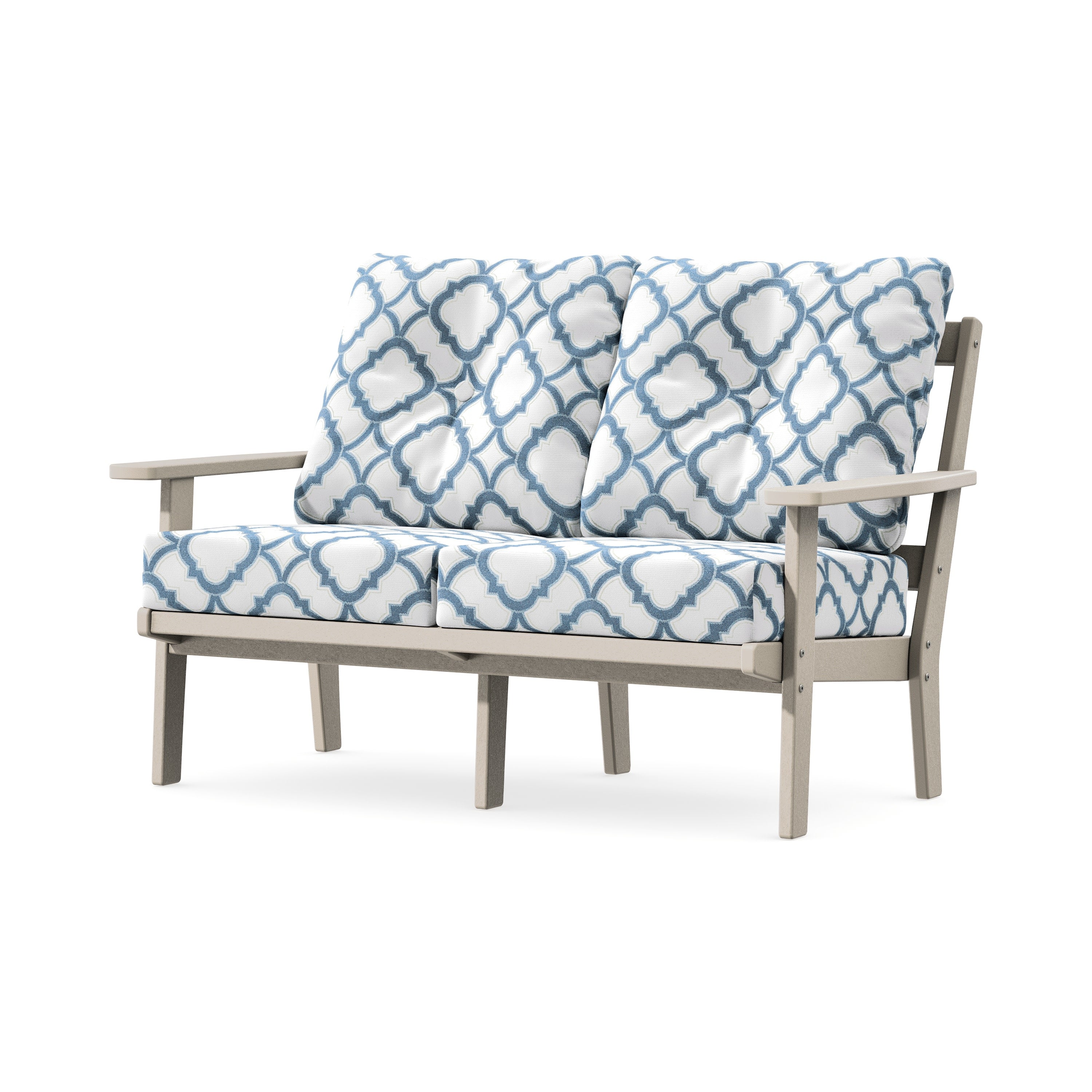 Prairie Deep SeatingLoveseat in Sand / Trellis Sky Blue