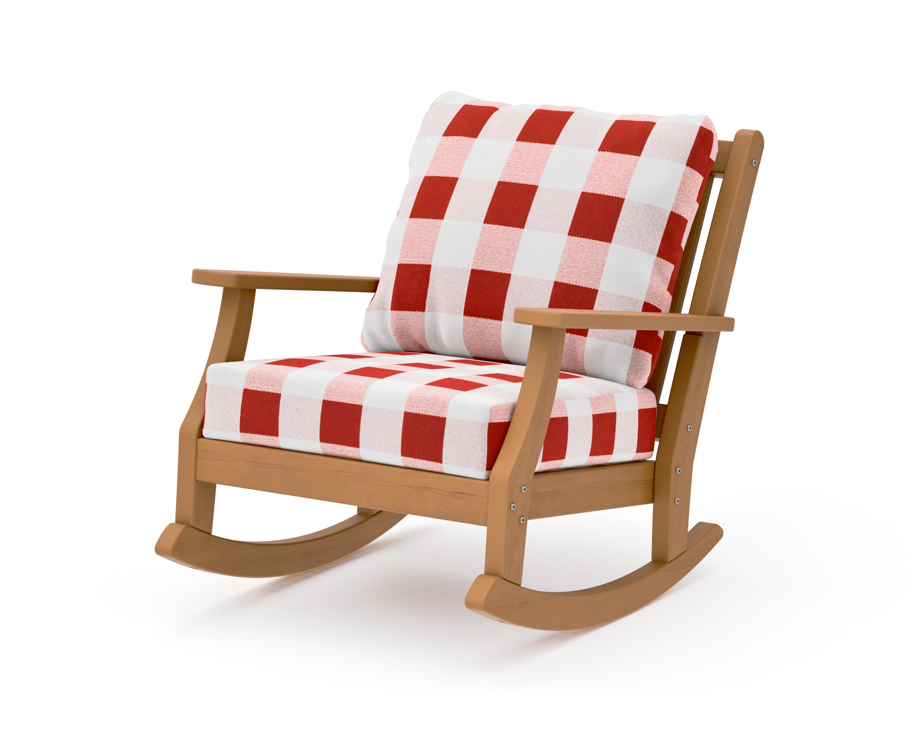 Wovendale Deep Seating Rocking Chair in Natural / Buffalo Plaid Crimson