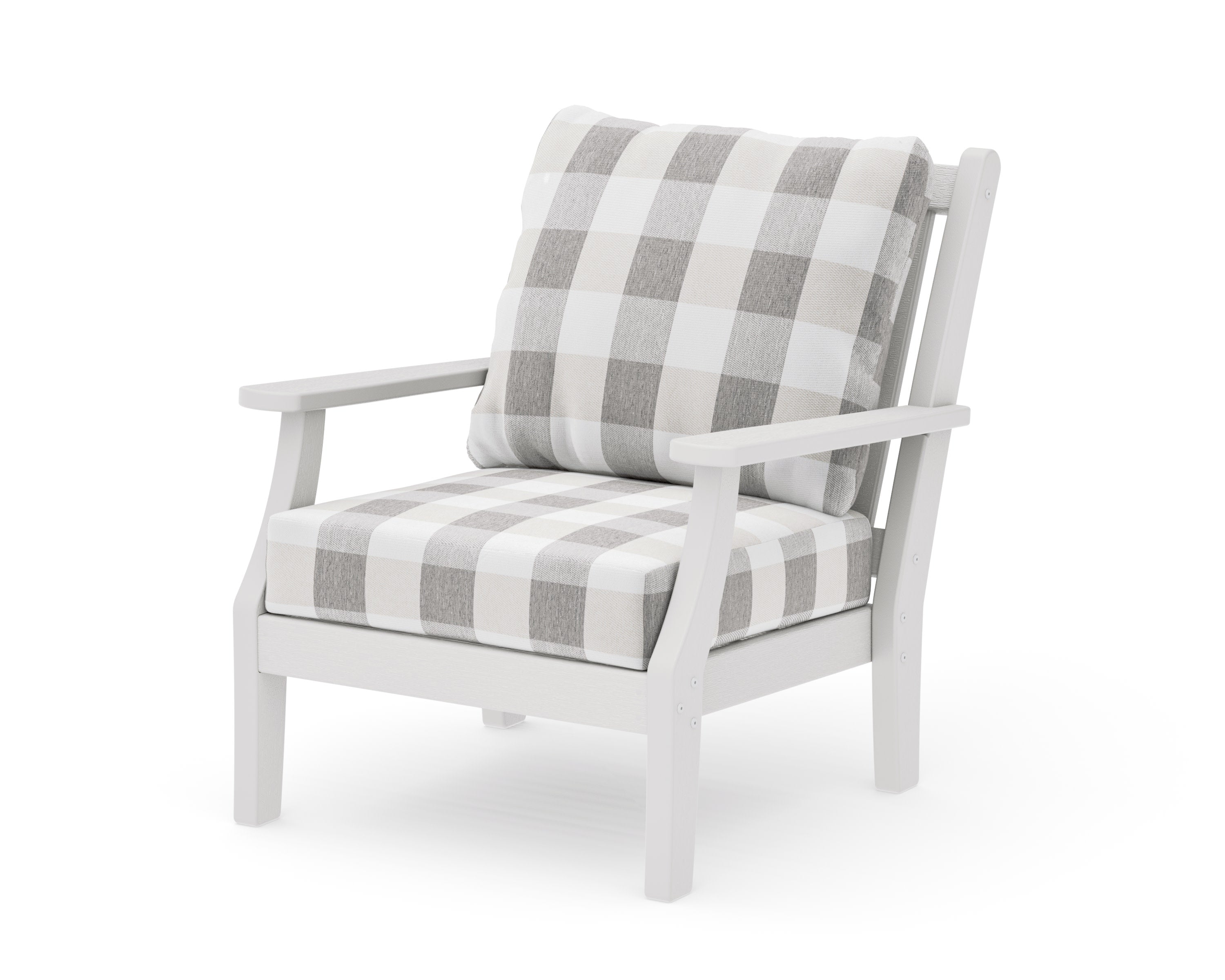 Wovendale Deep Seating Chair in Vintage White / Buffalo Plaid Grey Mist