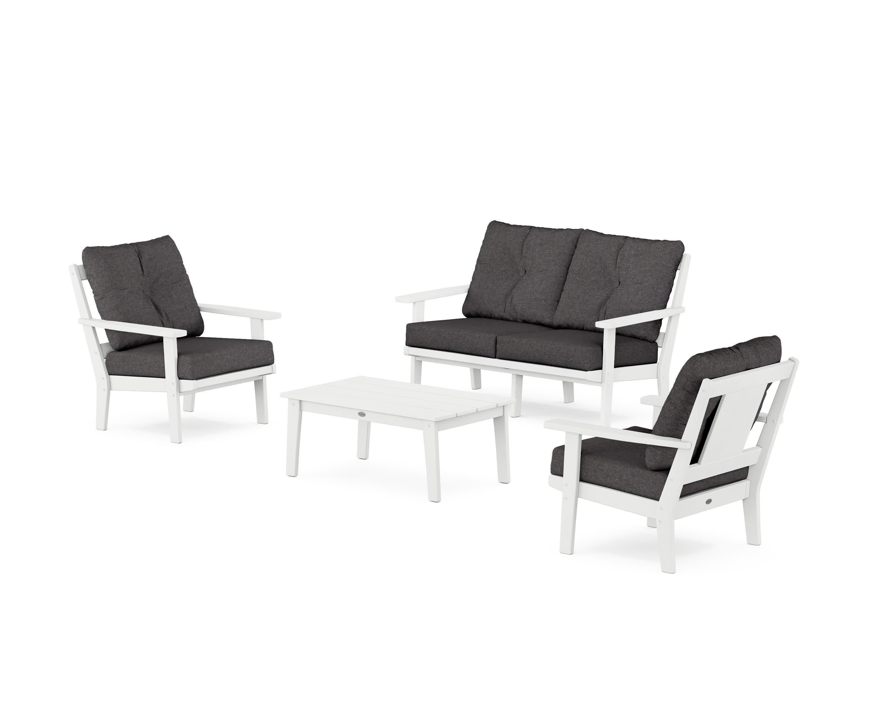 Prairie 4-Piece Deep Seating Set with Loveseat in White / Ash Charcoal