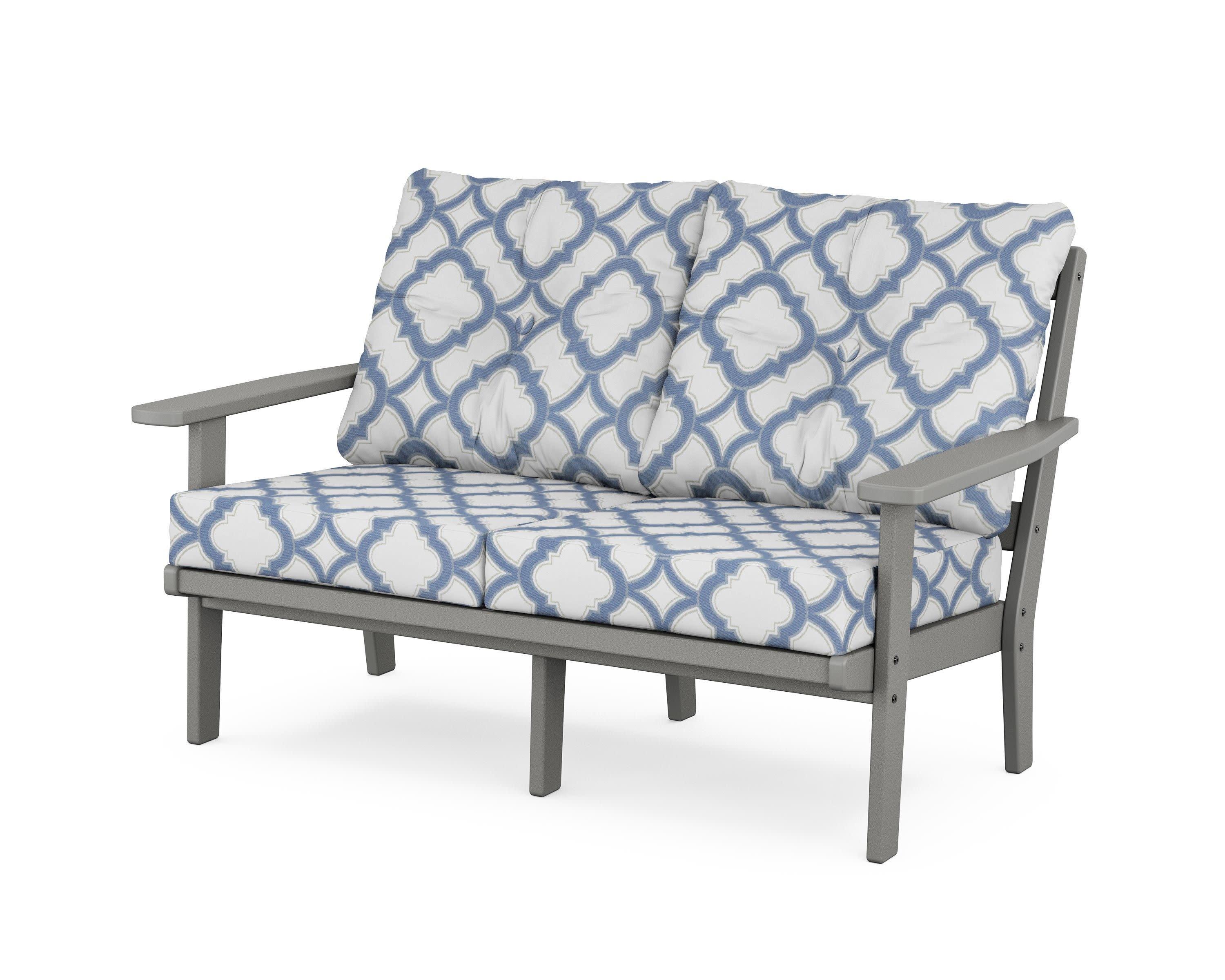 Prairie Deep SeatingLoveseat in Slate Grey / Trellis Sky Blue
