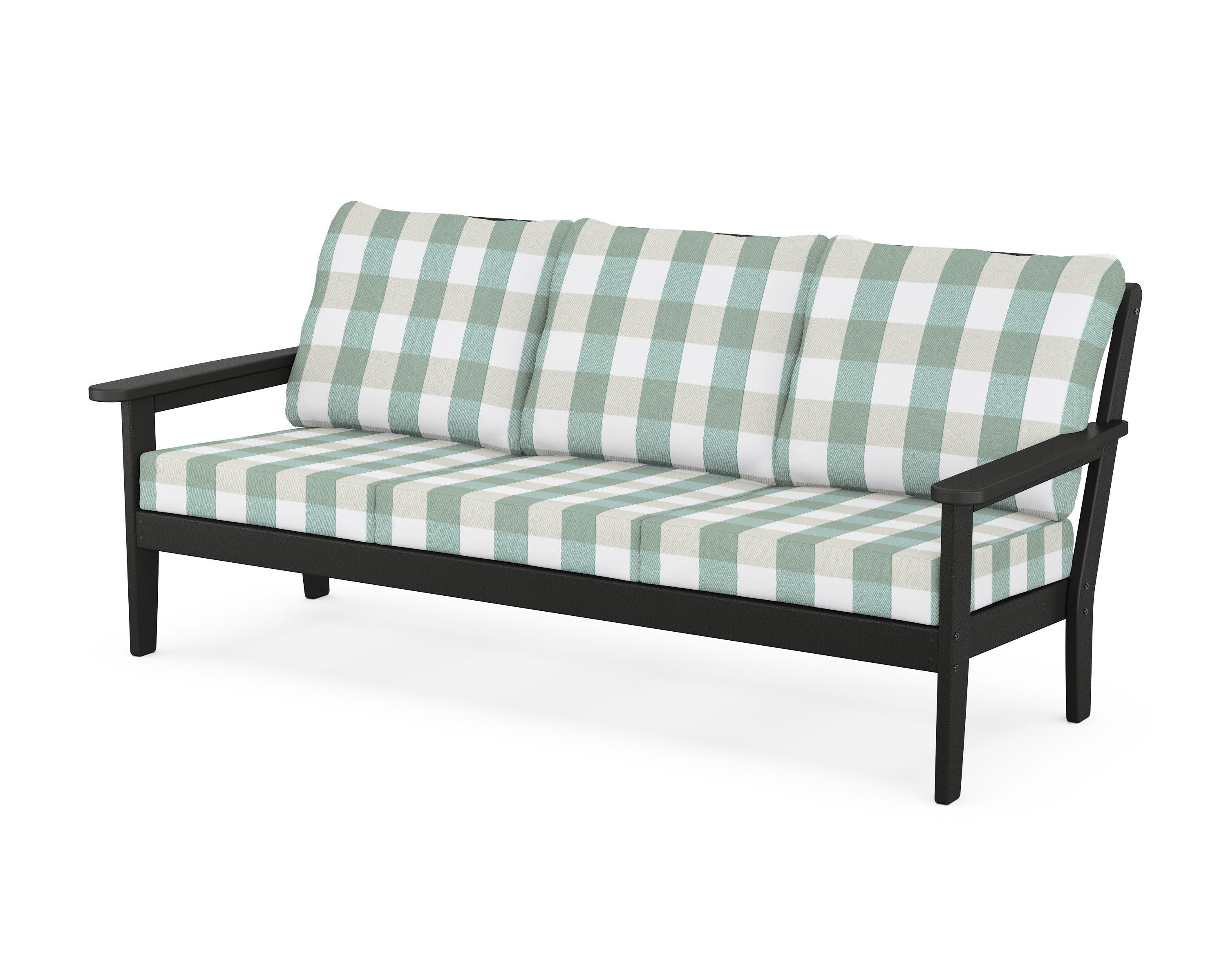 Cottage Deep Seating Sofa in Black / Buffalo Plaid Glacier Spa