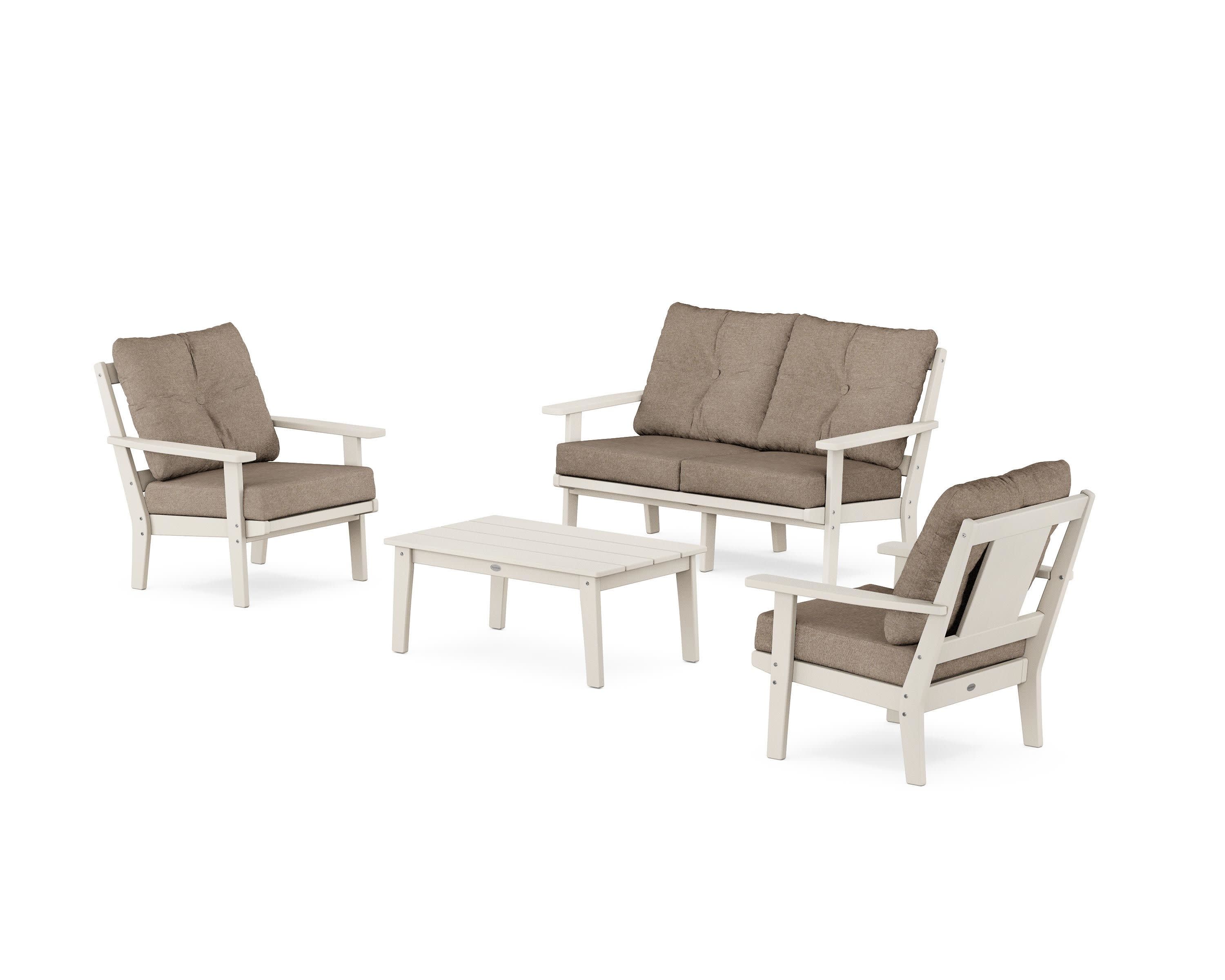 Prairie 4-Piece Deep Seating Set with Loveseat in Sand / Spiced Burlap