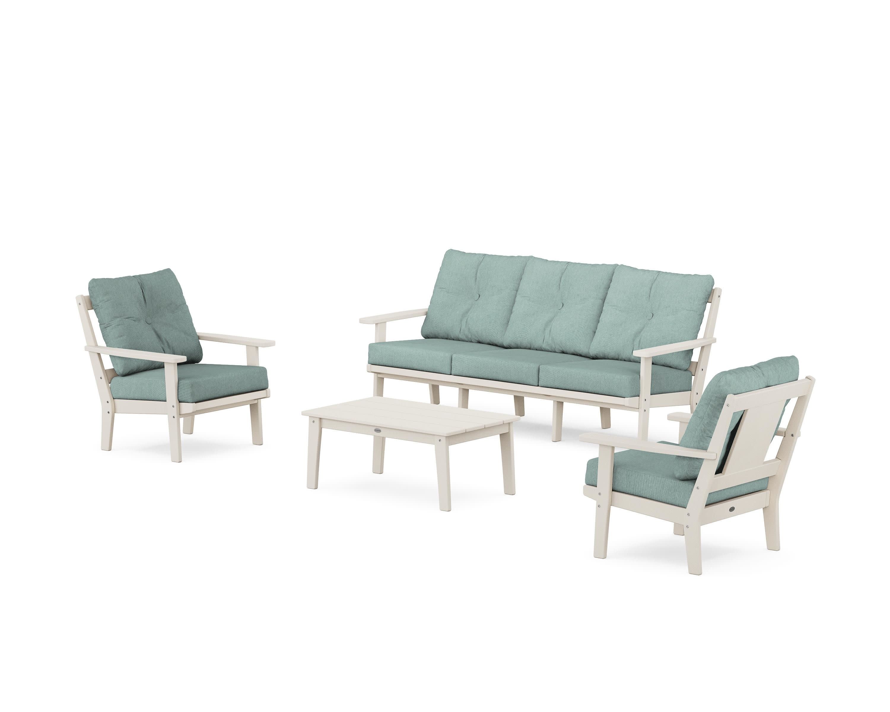 Prairie 4-Piece Deep Seating Set with Sofa in Sand / Glacier Spa
