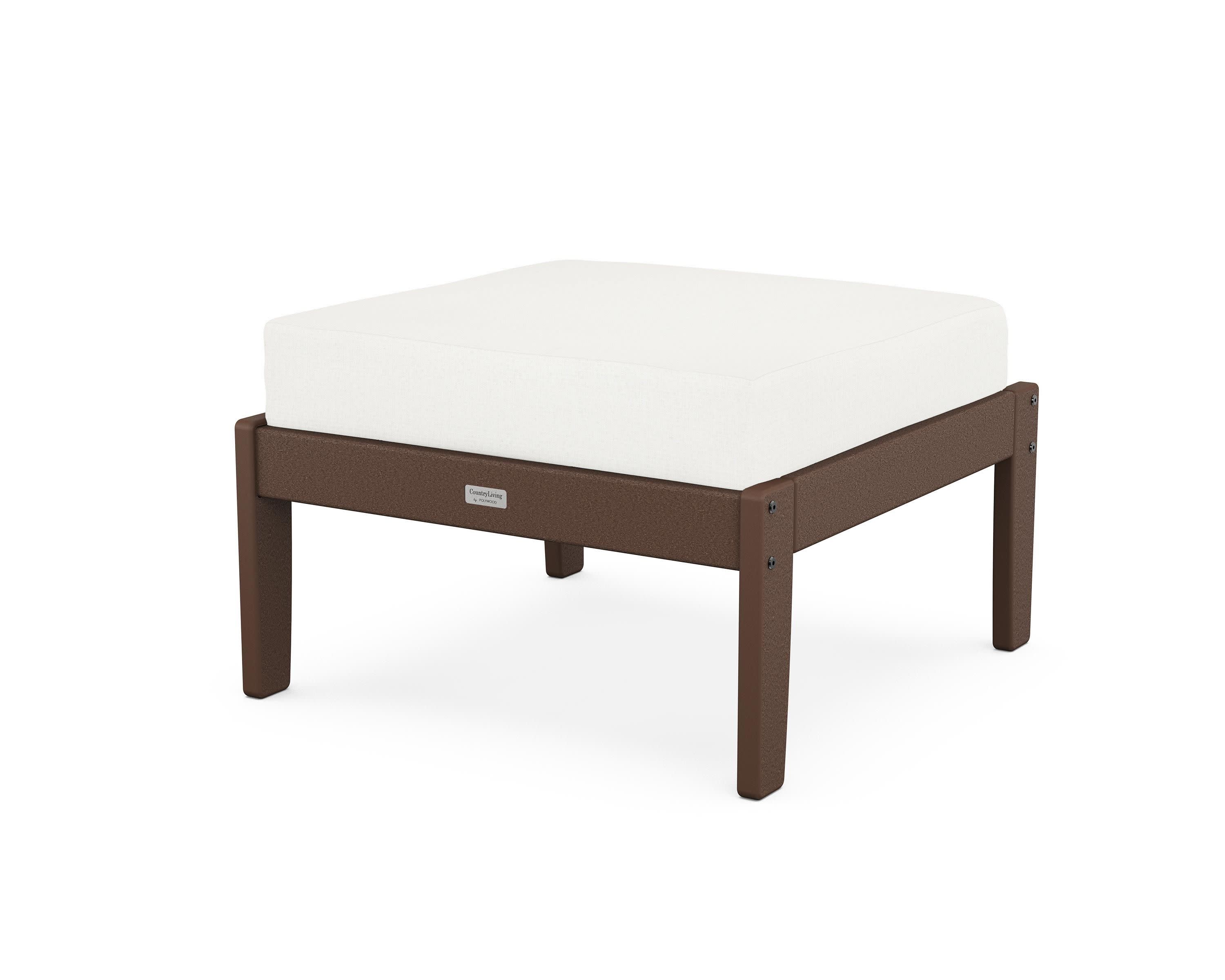 Cottage Deep Seating Ottoman in Mahogany / Natural Linen